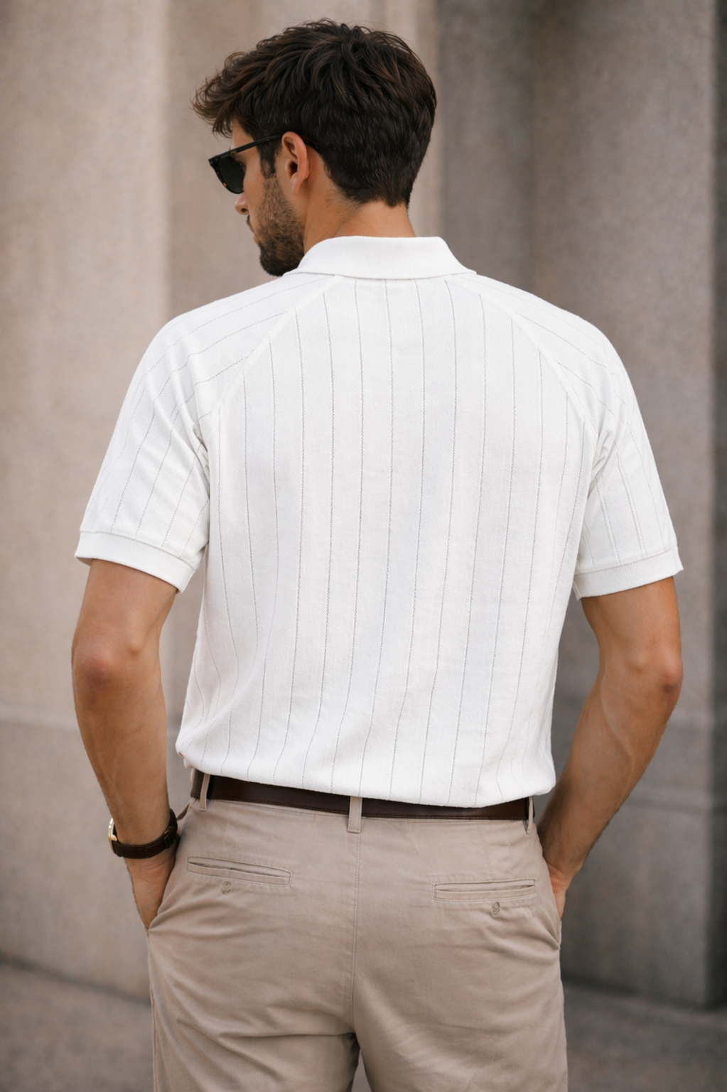 IMPORTED KNITTED WHITE POLO Reality