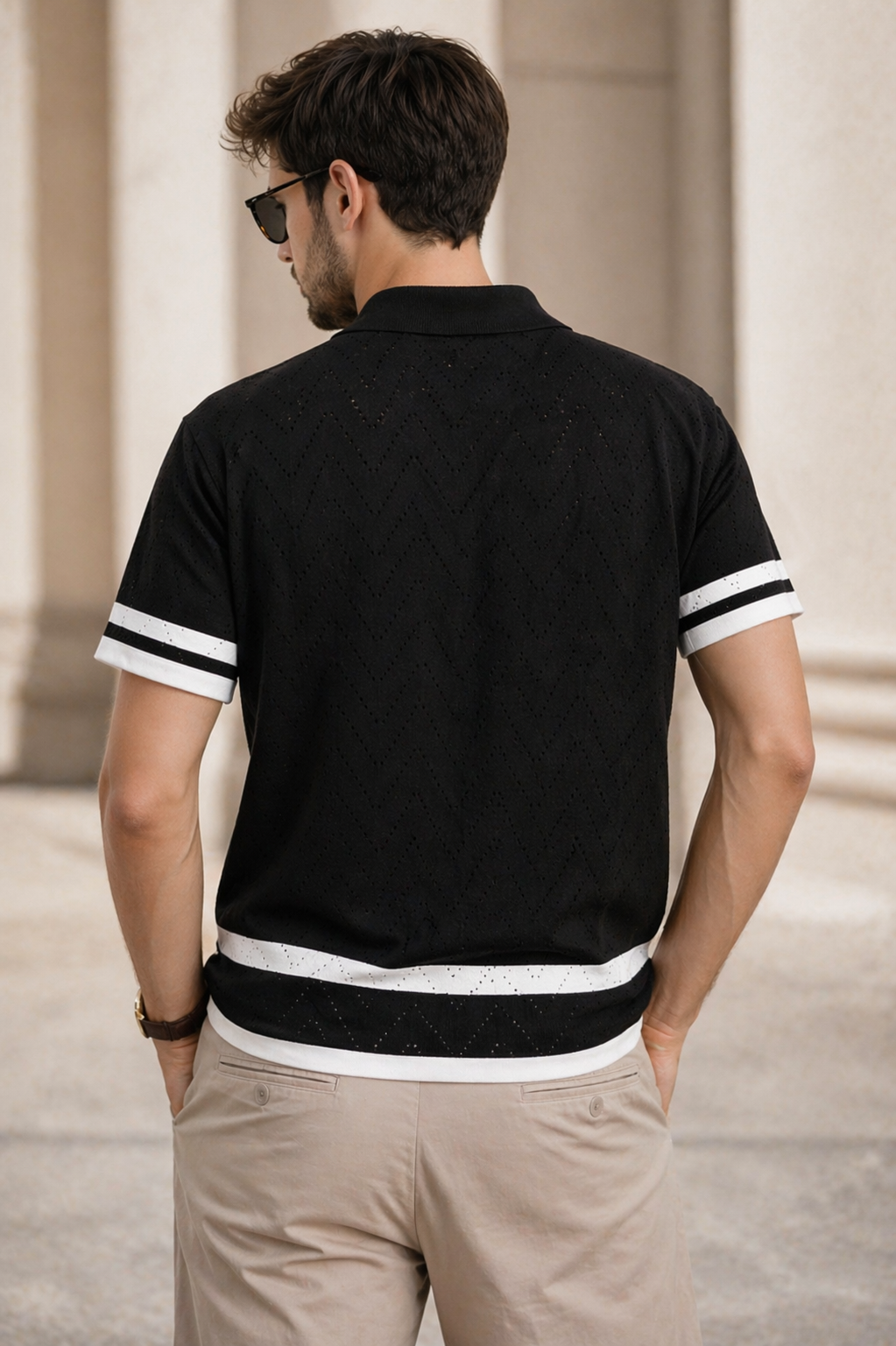 IMPORTED KNITTED BLACK POLO Reality