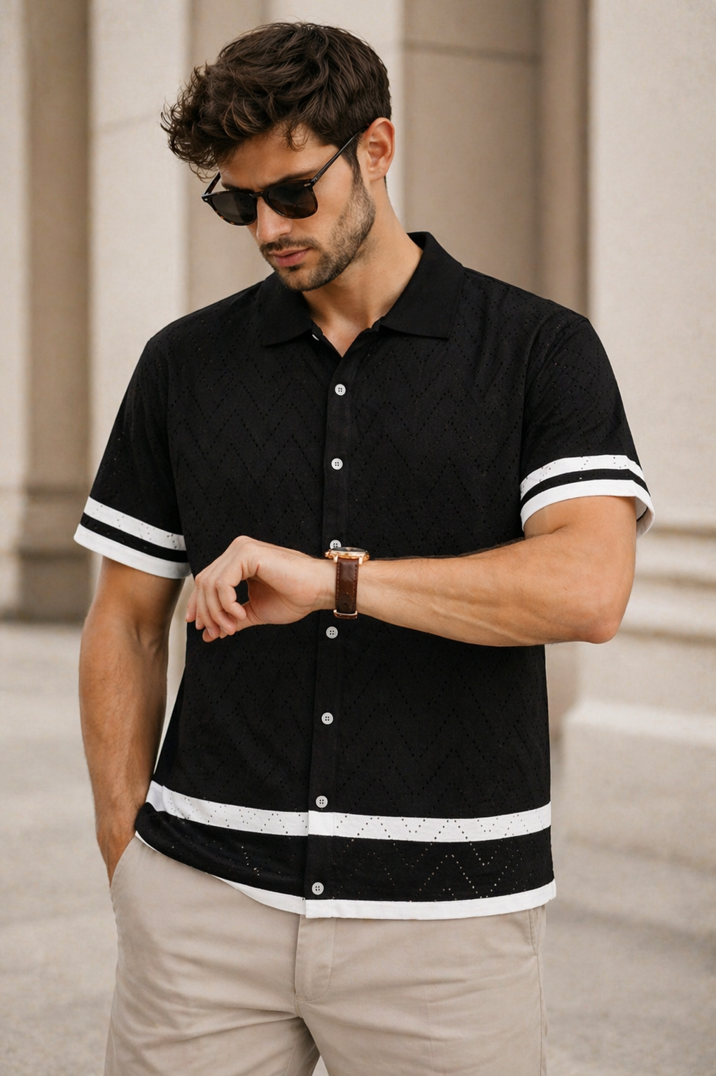 IMPORTED KNITTED BLACK POLO Reality