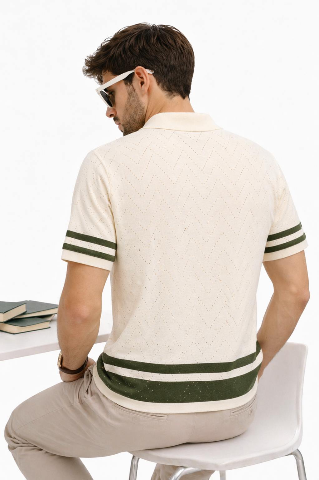 IMPORTED KNITTED OFF WHITE POLO Reality