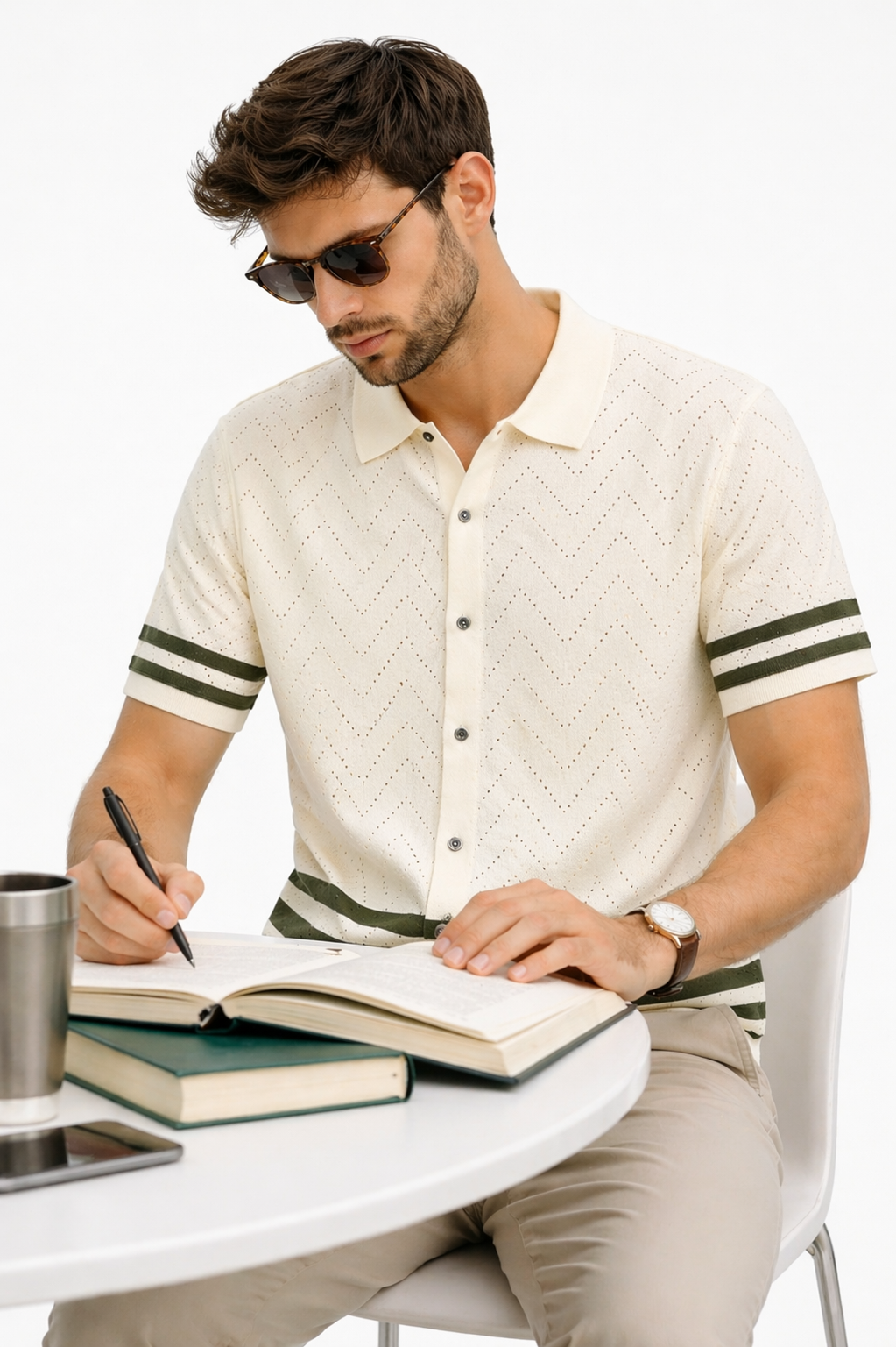 IMPORTED KNITTED OFF WHITE POLO Reality