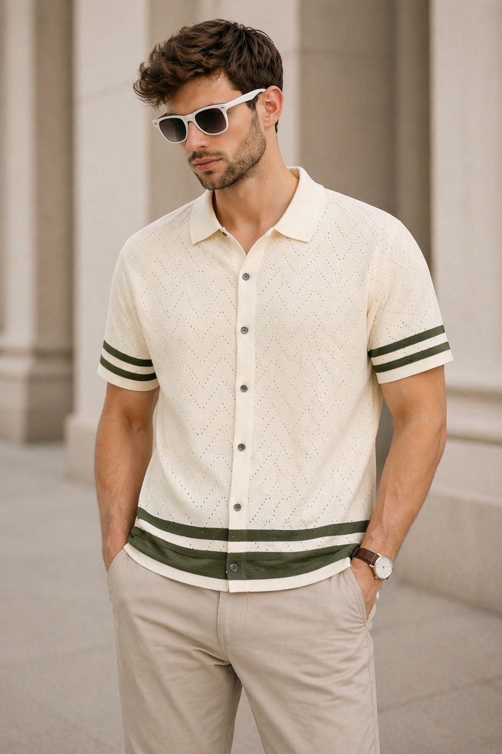IMPORTED KNITTED OFF WHITE POLO Reality