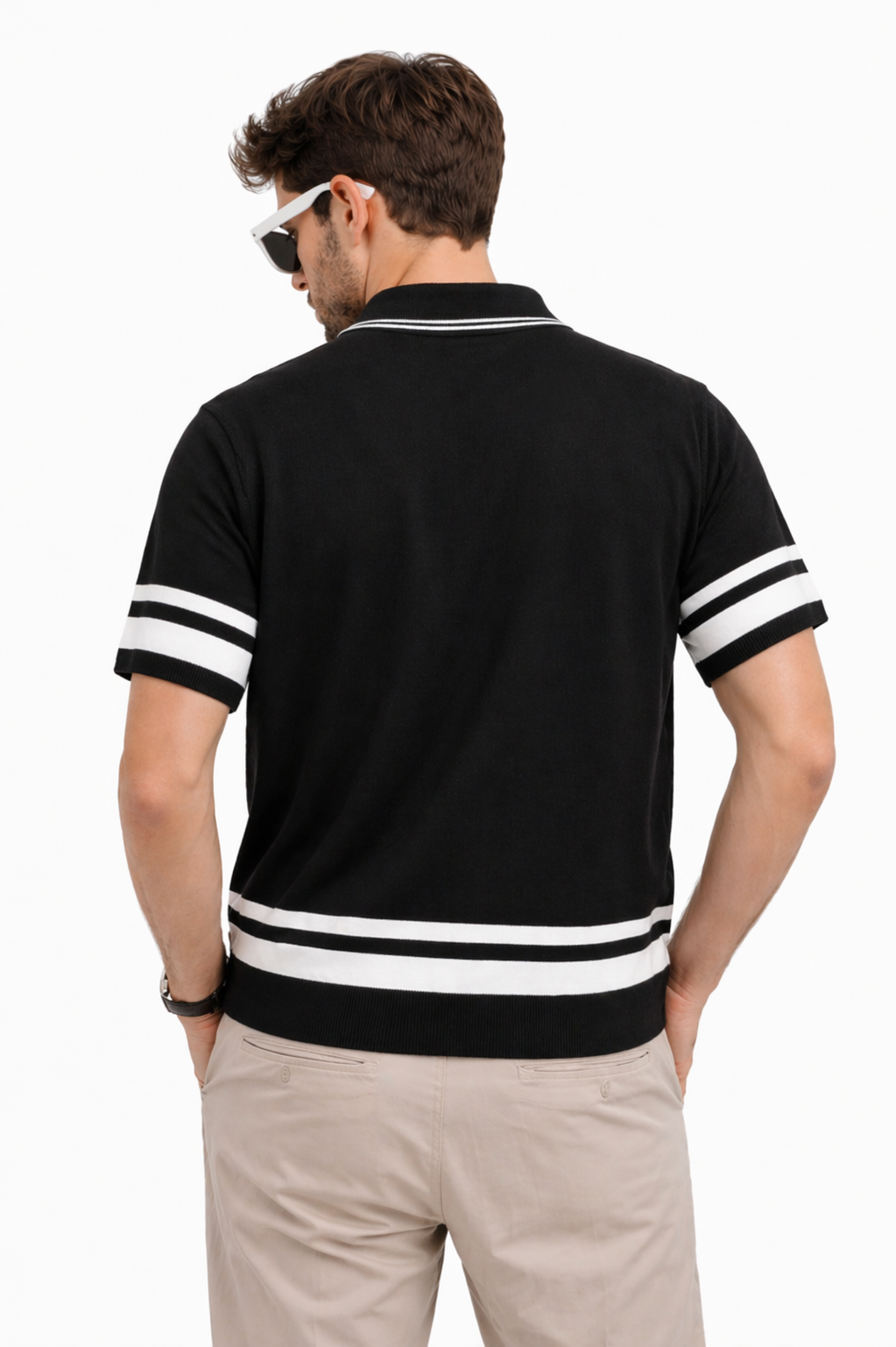 IMPORTED KNITTED BLACK POLO Reality
