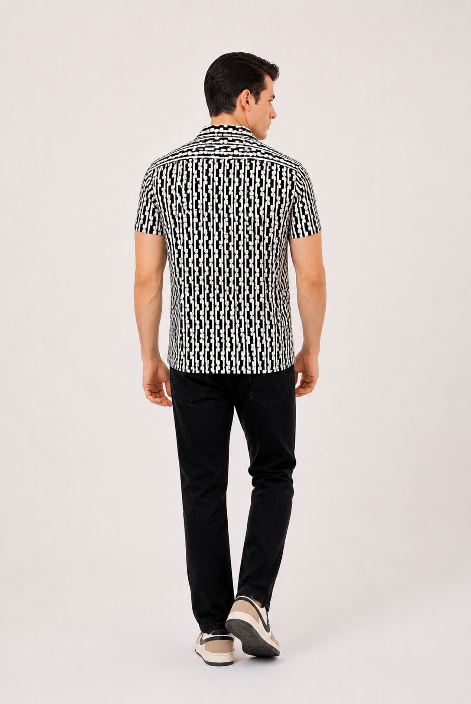 COAT COLLAR CHECK BLACK CASUAL SHIRT Reality
