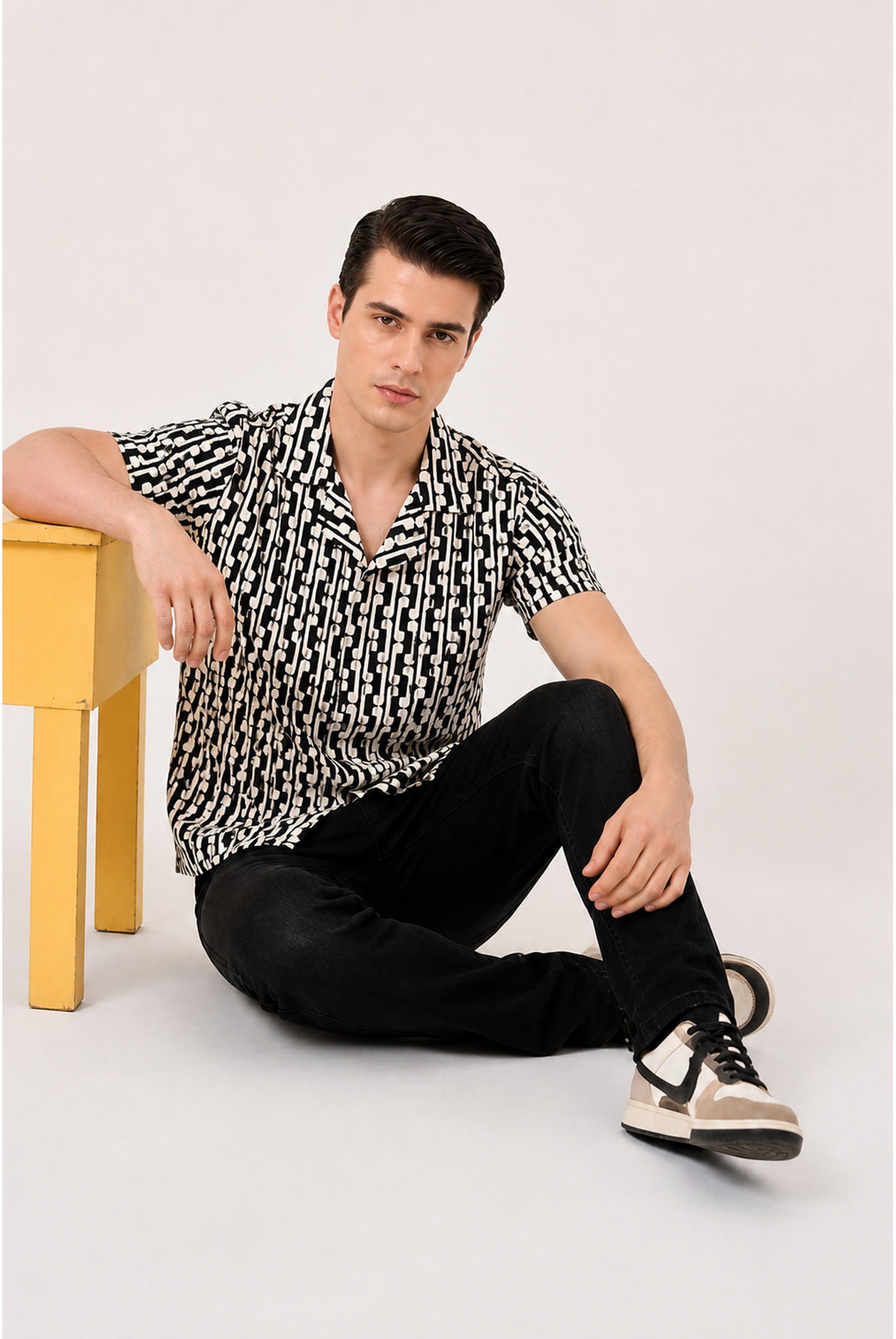COAT COLLAR CHECK BLACK CASUAL SHIRT Reality
