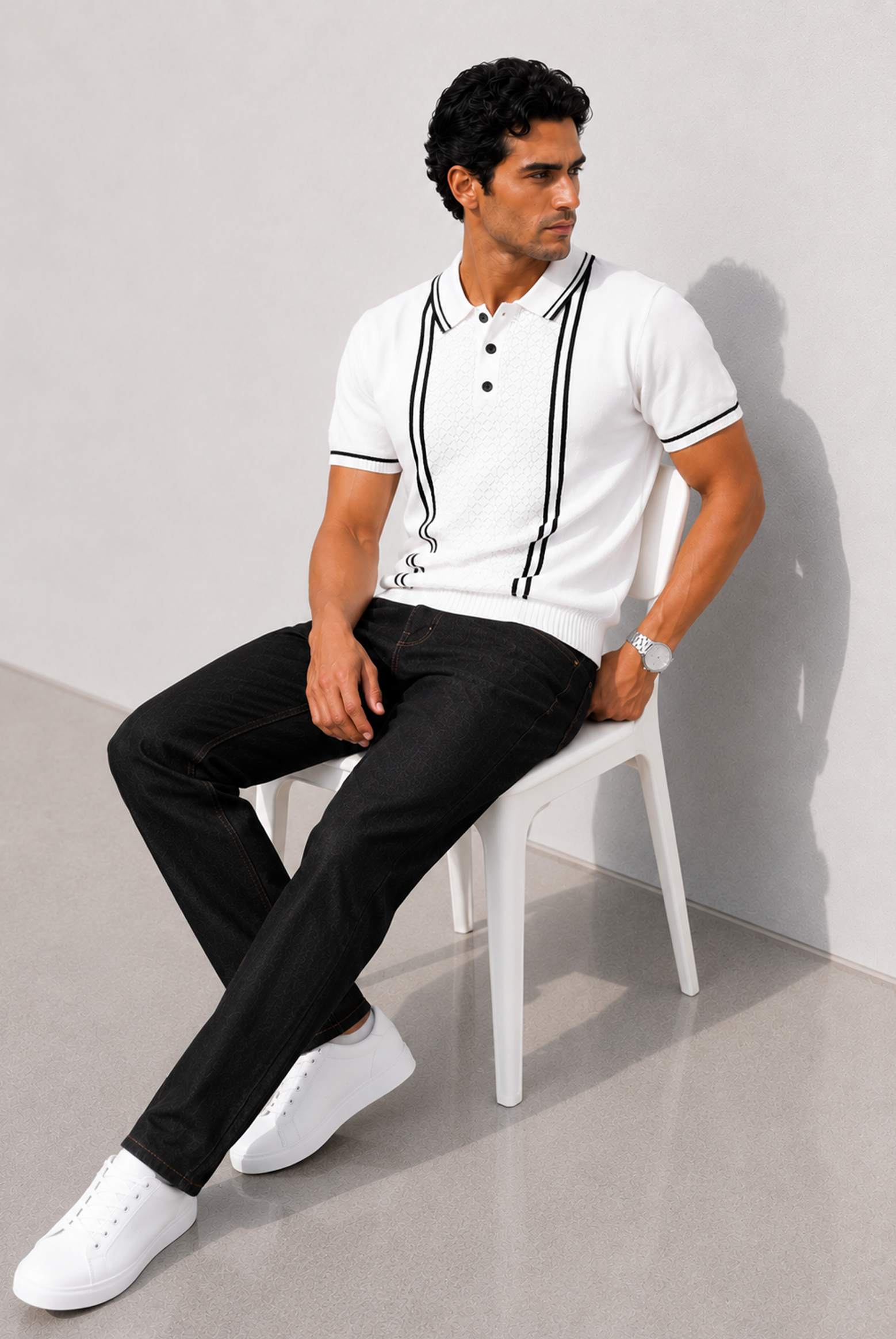 PREMIUM KNITTED WHITE POLO Reality