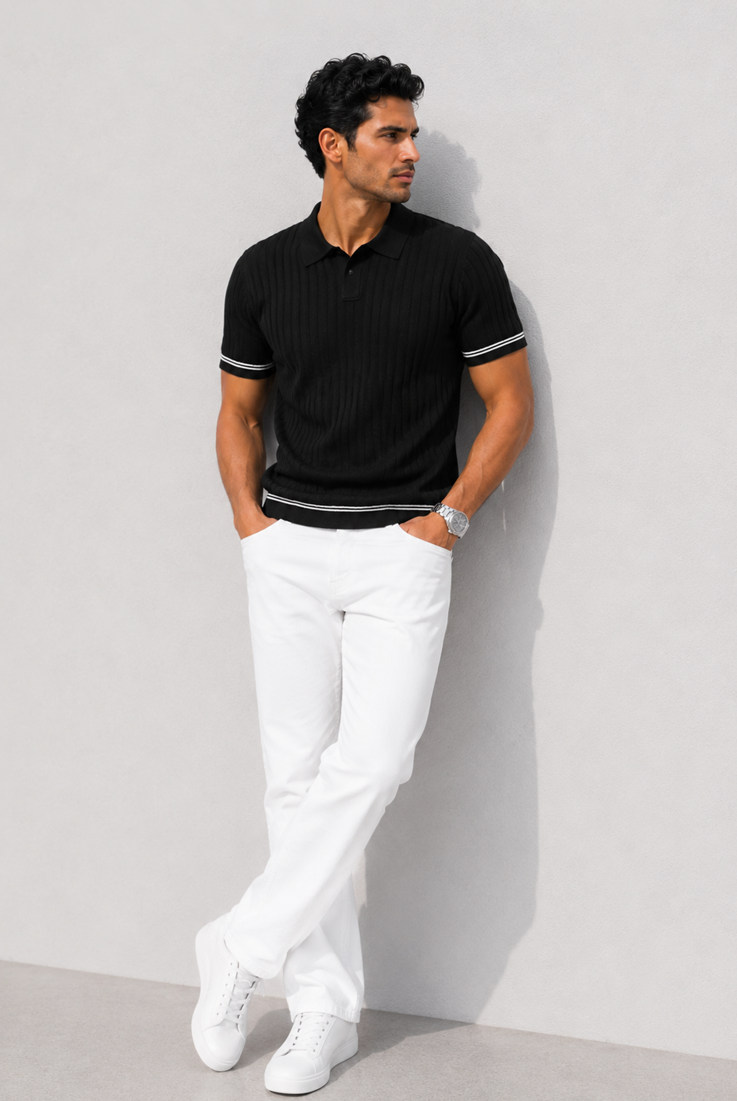 PREMIUM KNITTED BLACK POLO Reality