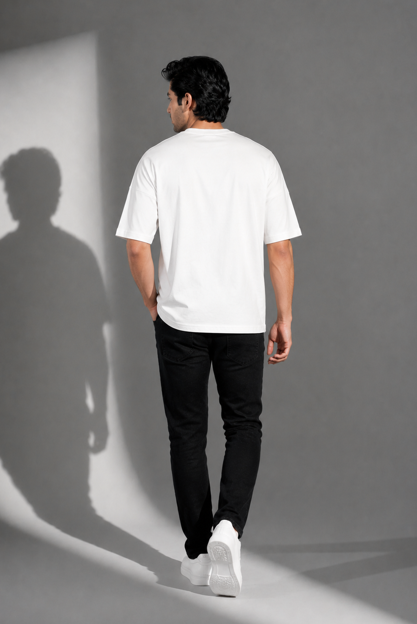 MEN WHITE DOWN SHOULDER T-SHIRT Reality