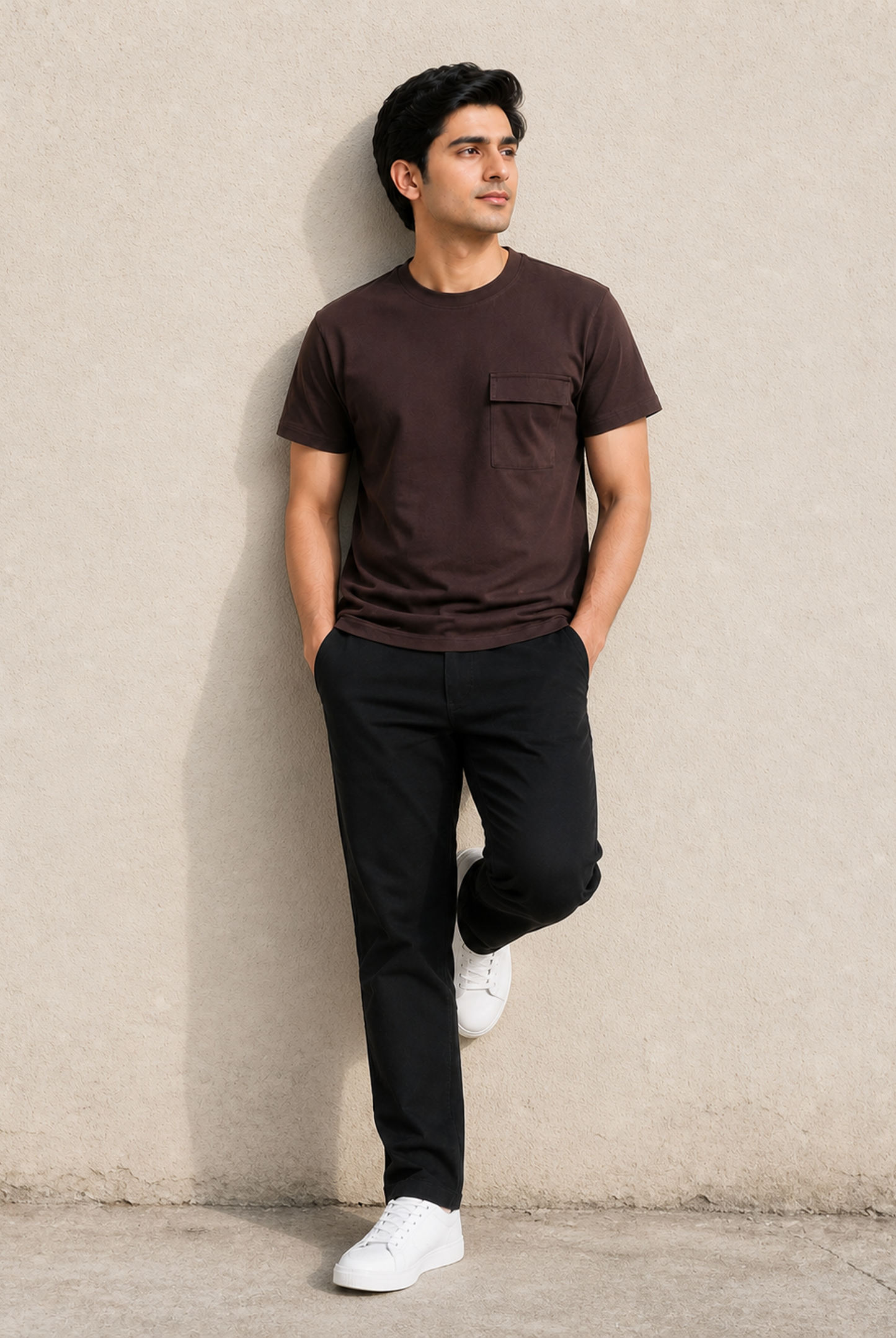 MEN DARK BROWN PRINTED T-SHIRT Reality