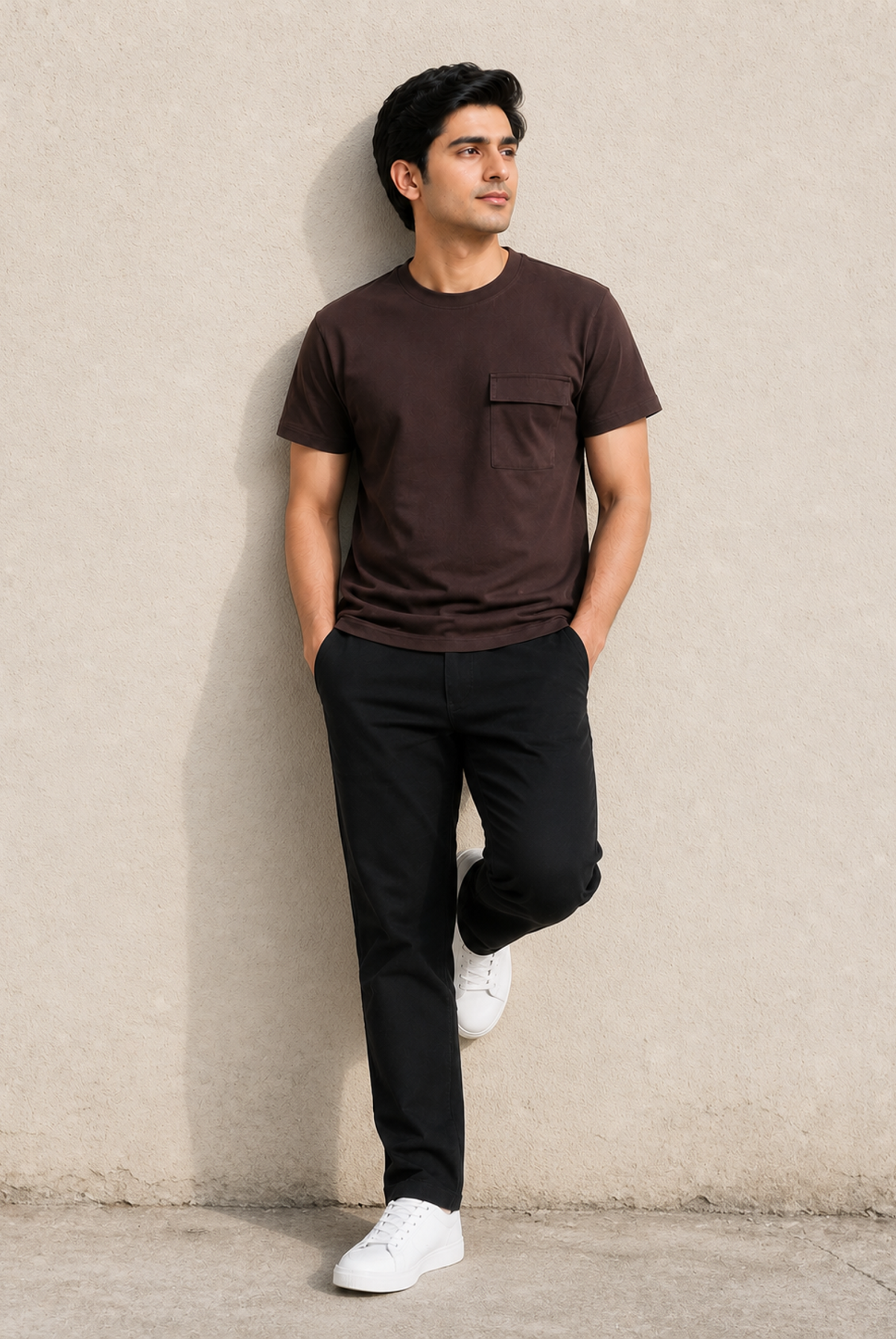 MEN DARK BROWN PRINTED T-SHIRT Reality