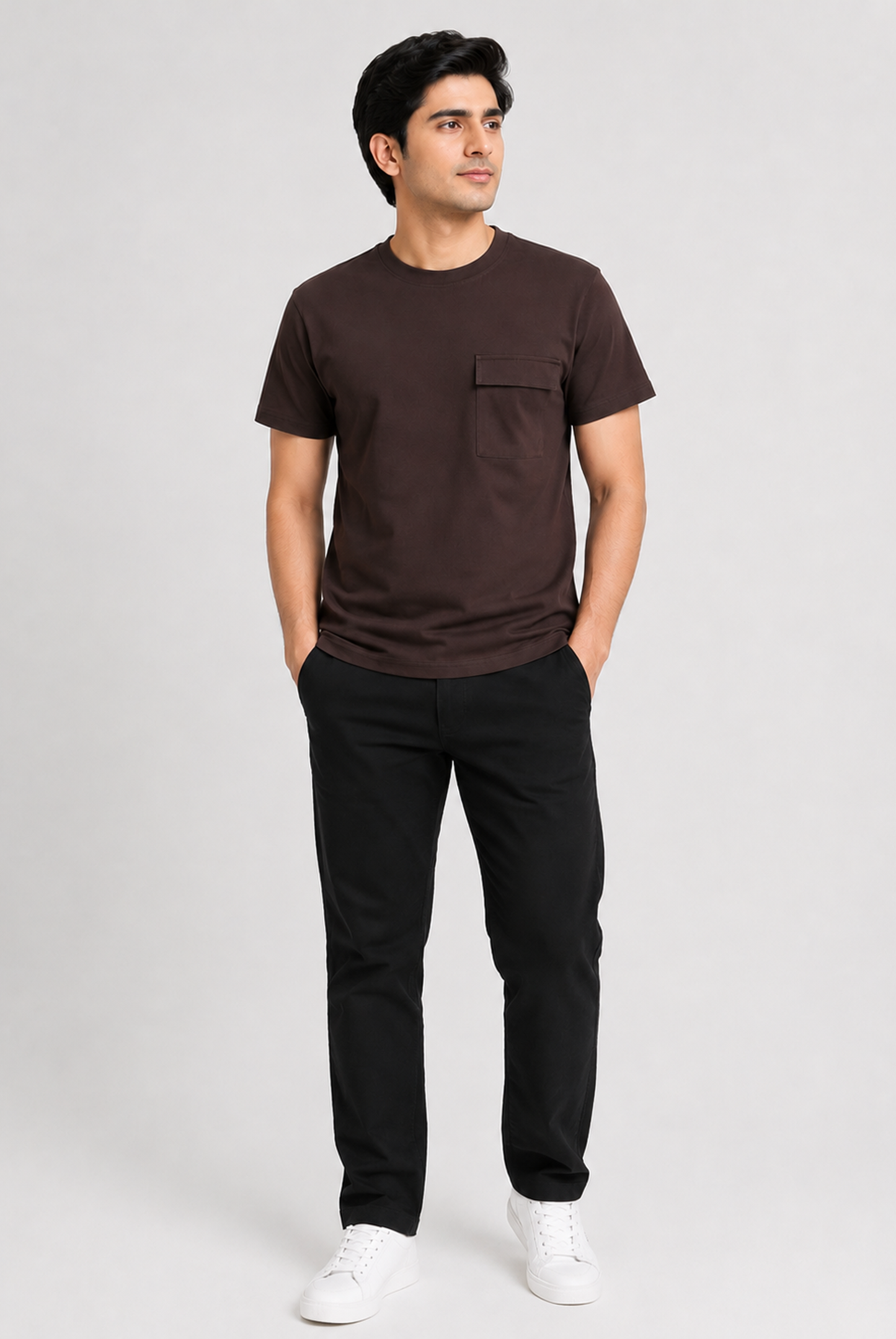 MEN DARK BROWN PRINTED T-SHIRT Reality