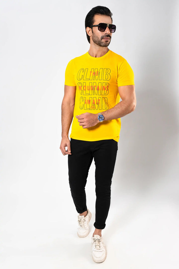 MEN MUSTARD GRAPHIC T-SHIRT Reality