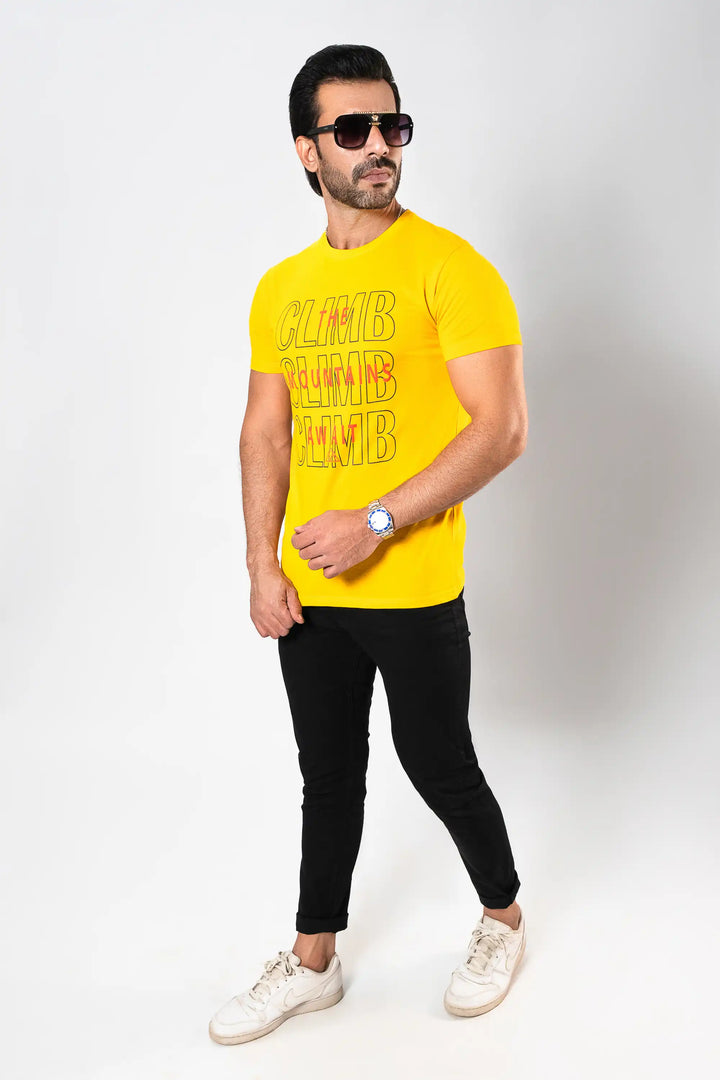 MEN MUSTARD GRAPHIC T-SHIRT Reality