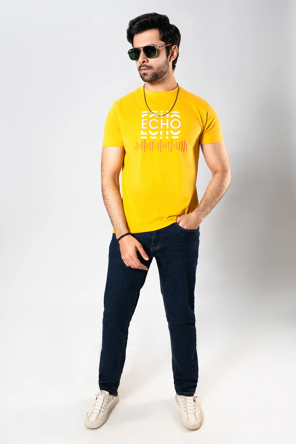 MEN YELLOW echo GRAPHIC T-SHIRT Reality