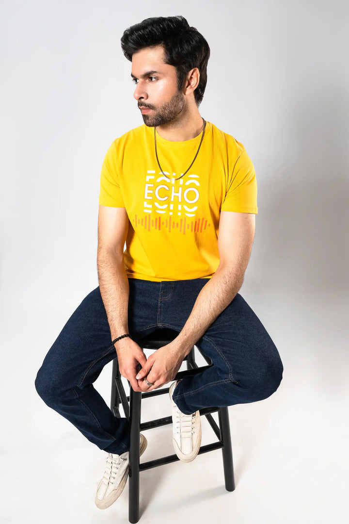 MEN YELLOW echo GRAPHIC T-SHIRT Reality