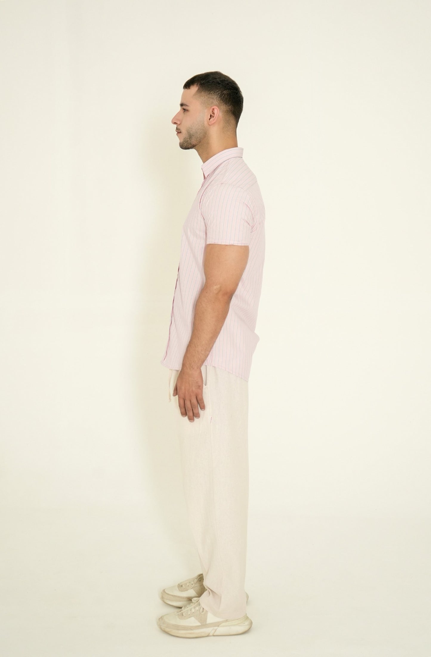 PINK STRIPED H/S CASUAL SHIRT