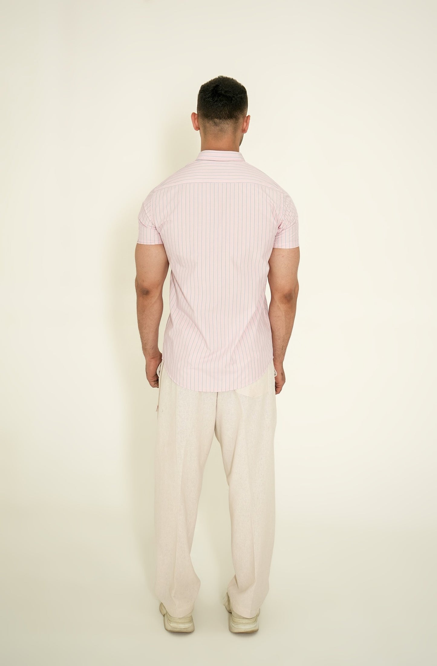 PINK STRIPED H/S CASUAL SHIRT
