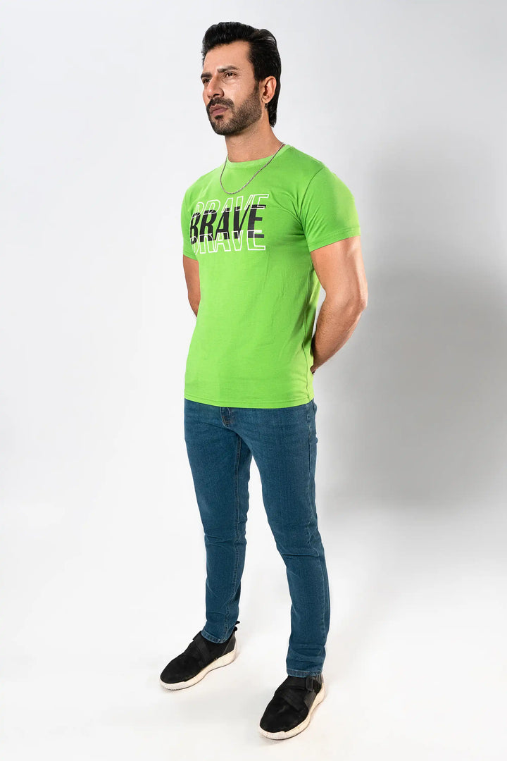 MEN GREEN GRAPHIC T-SHIRT Reality