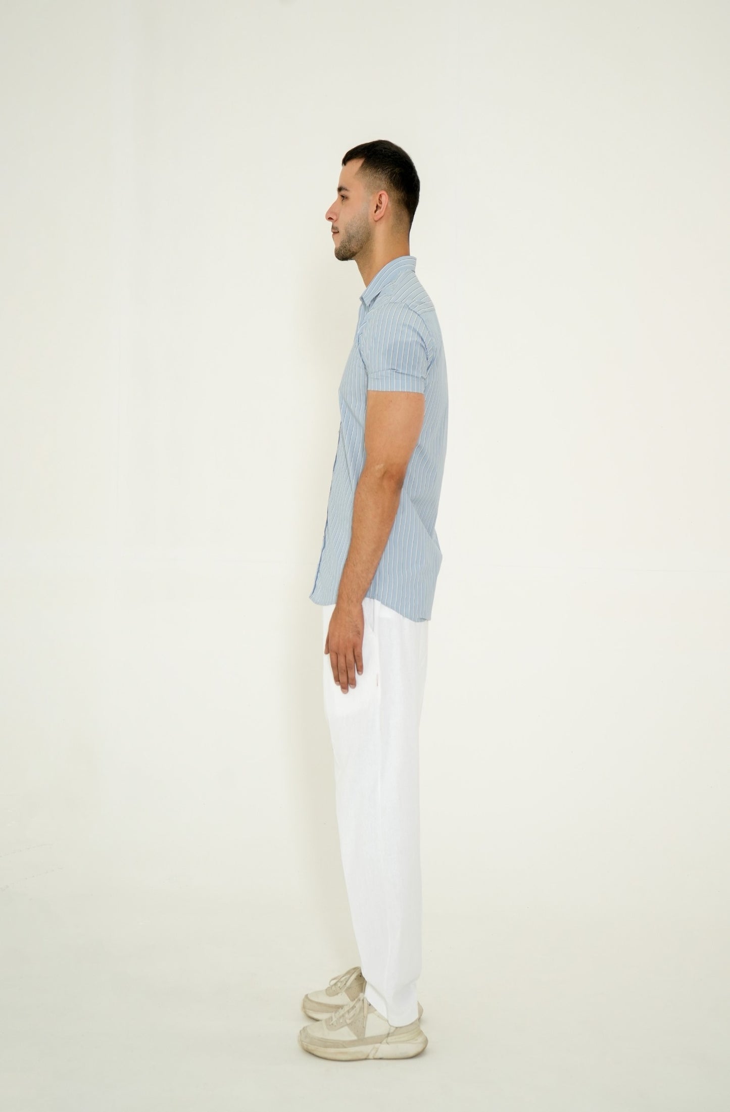 LIGHT BLUE LINE STRIPED H/S CASUAL SHIRT Reality