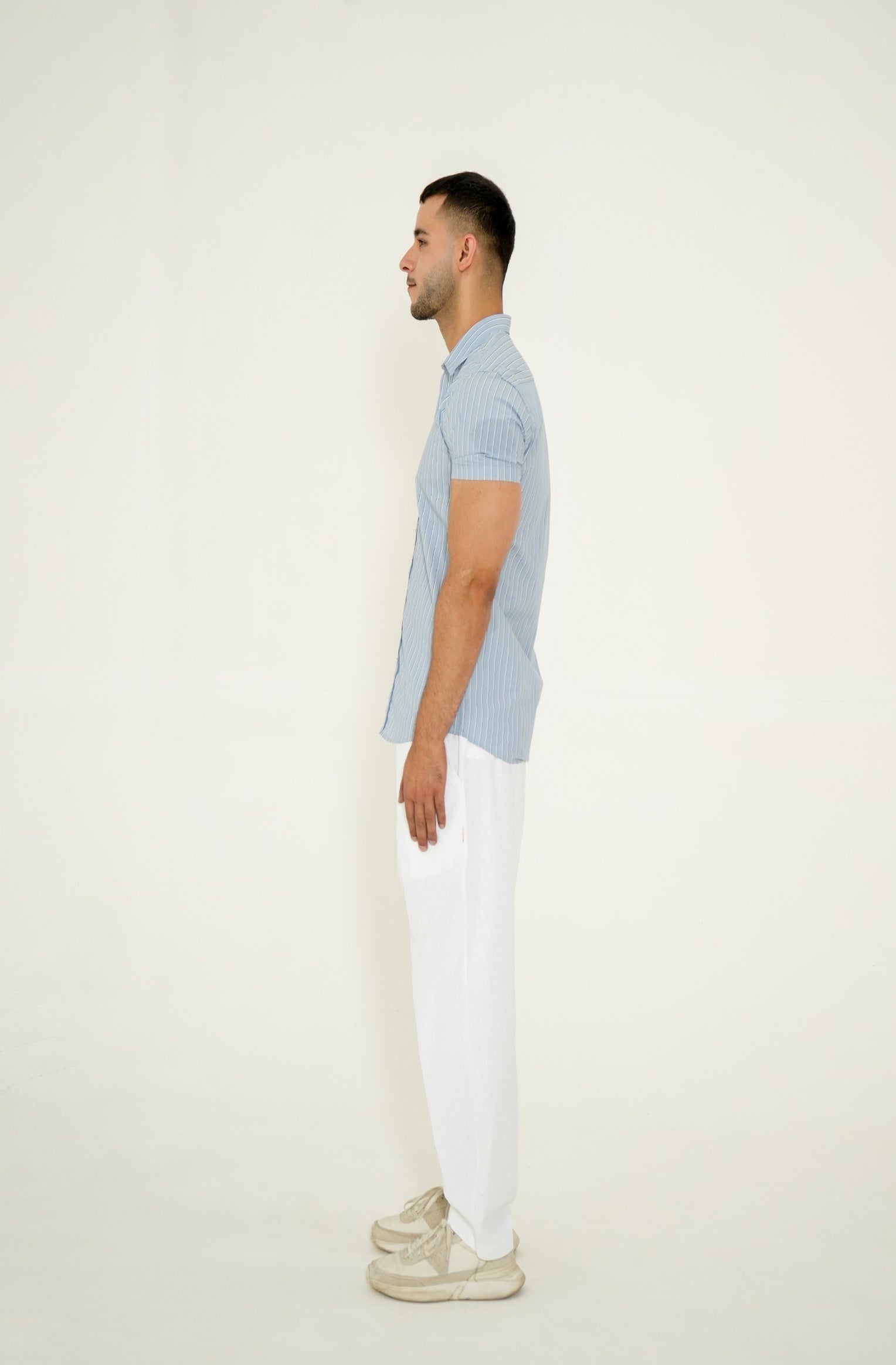 LIGHT BLUE LINE STRIPED H/S CASUAL SHIRT Reality