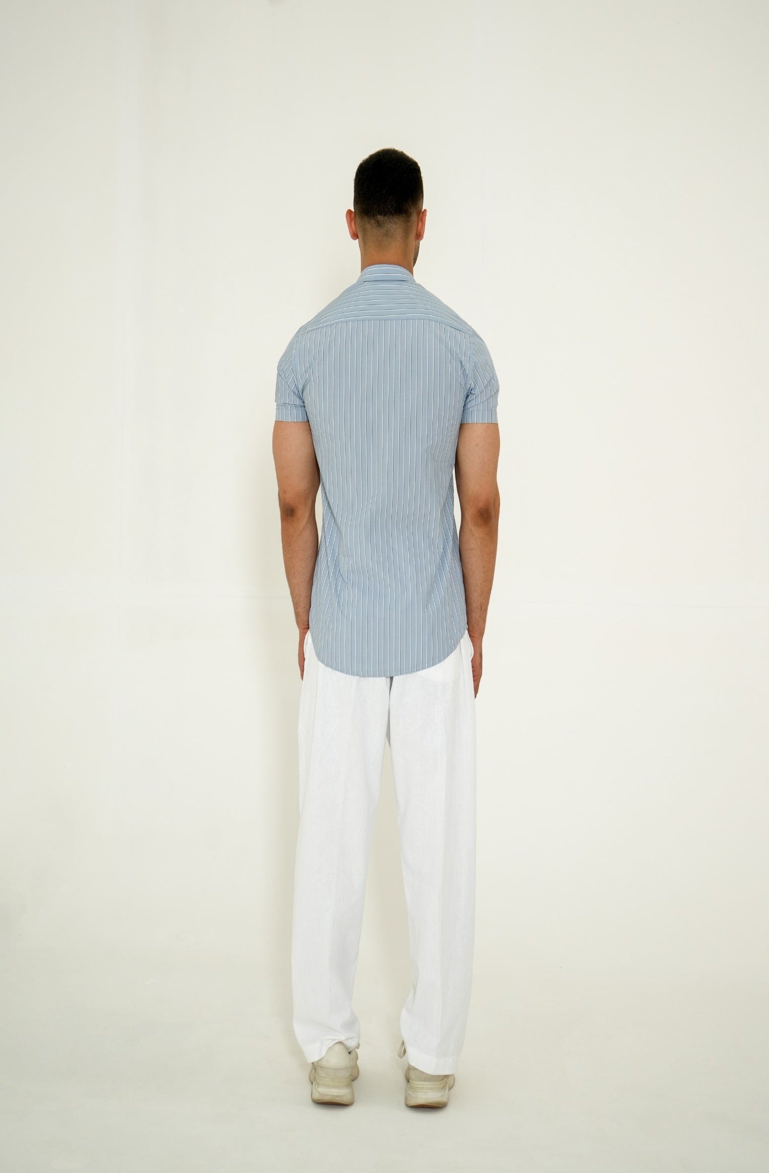 LIGHT BLUE LINE STRIPED H/S CASUAL SHIRT Reality