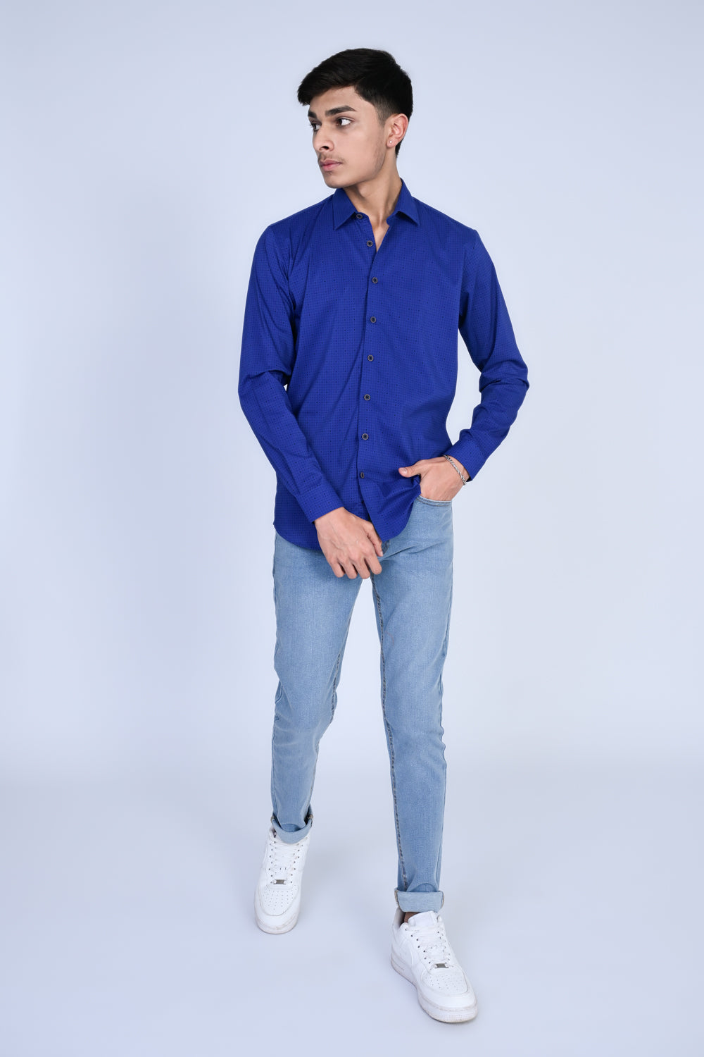 MEN ROYAL BLUE CASUAL SHIRT Reality