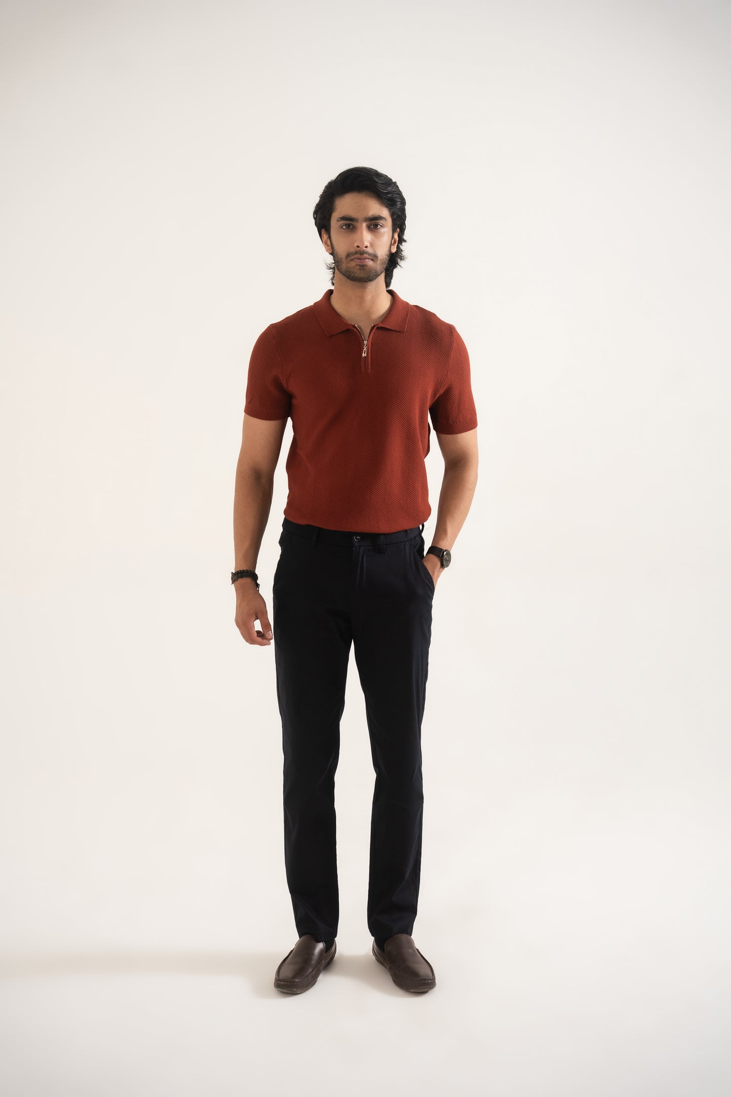 PREMIUM KNITTED RUST POLO Reality