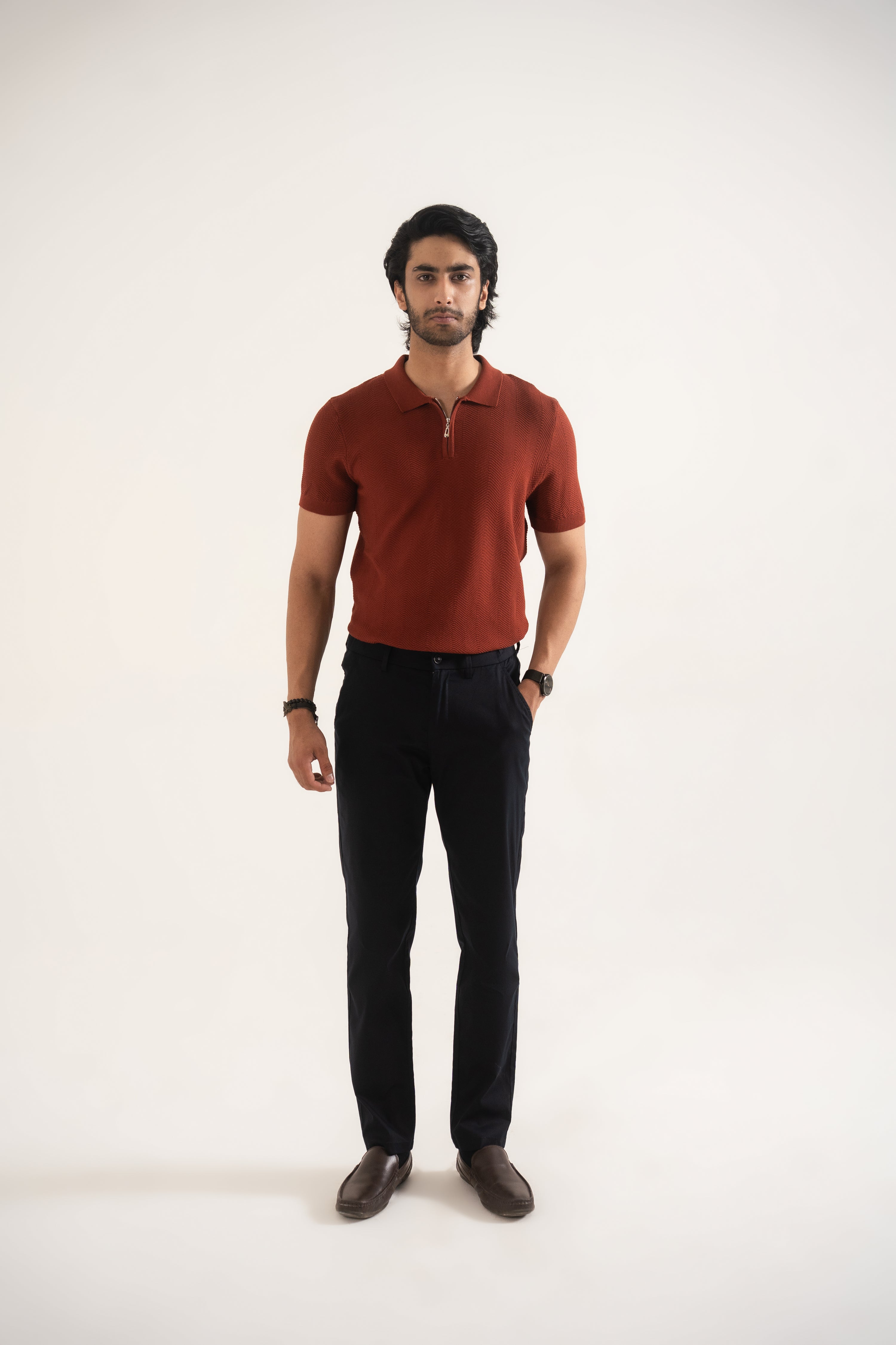 PREMIUM KNITTED RUST POLO Reality