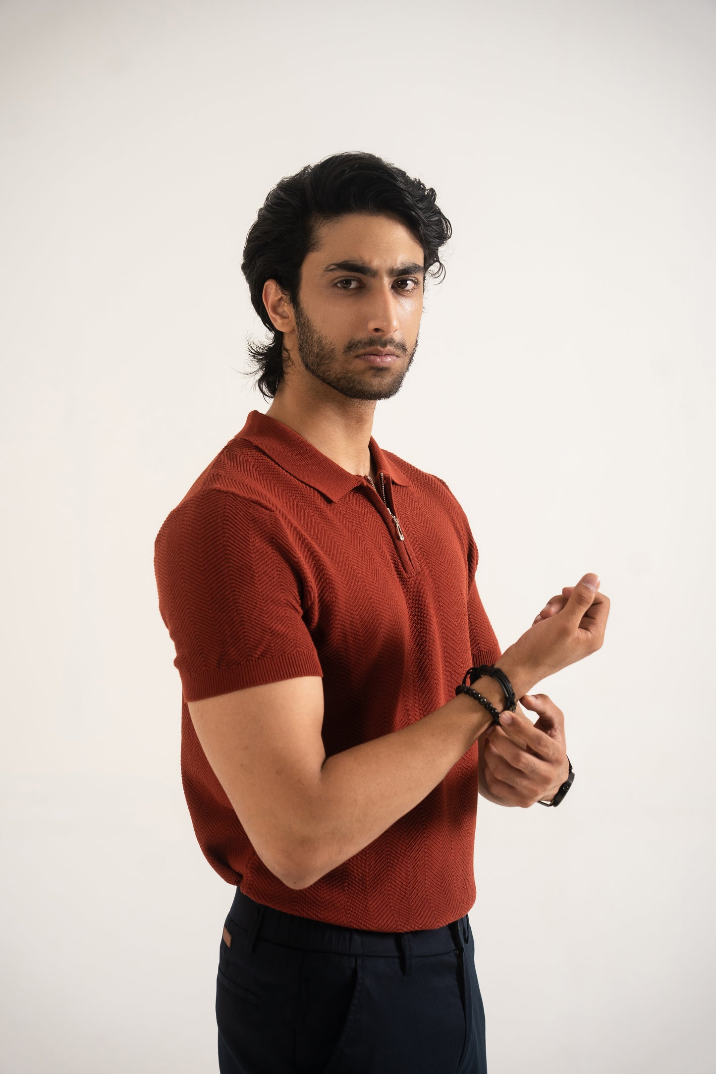 PREMIUM KNITTED RUST POLO Reality