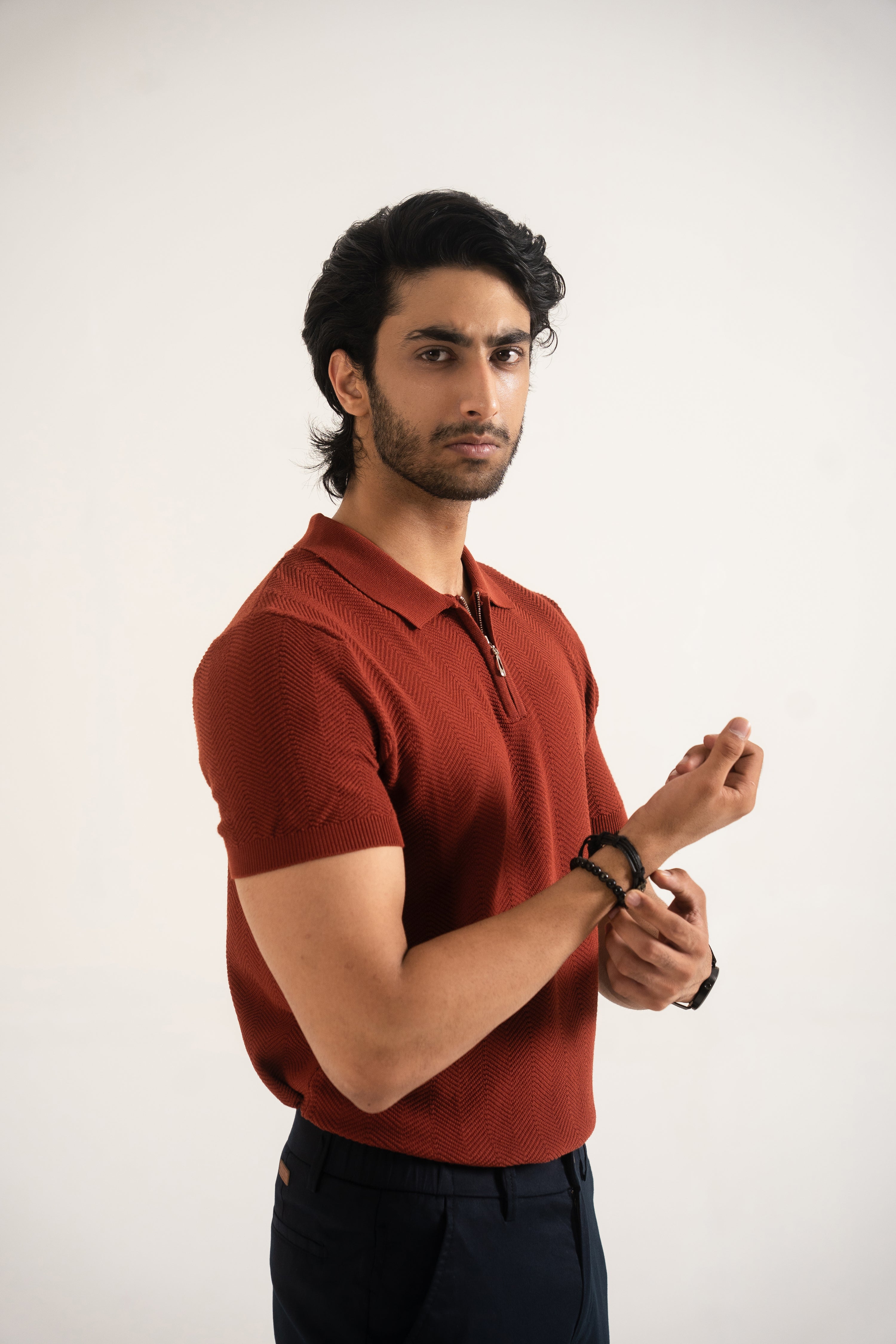 PREMIUM KNITTED RUST POLO Reality
