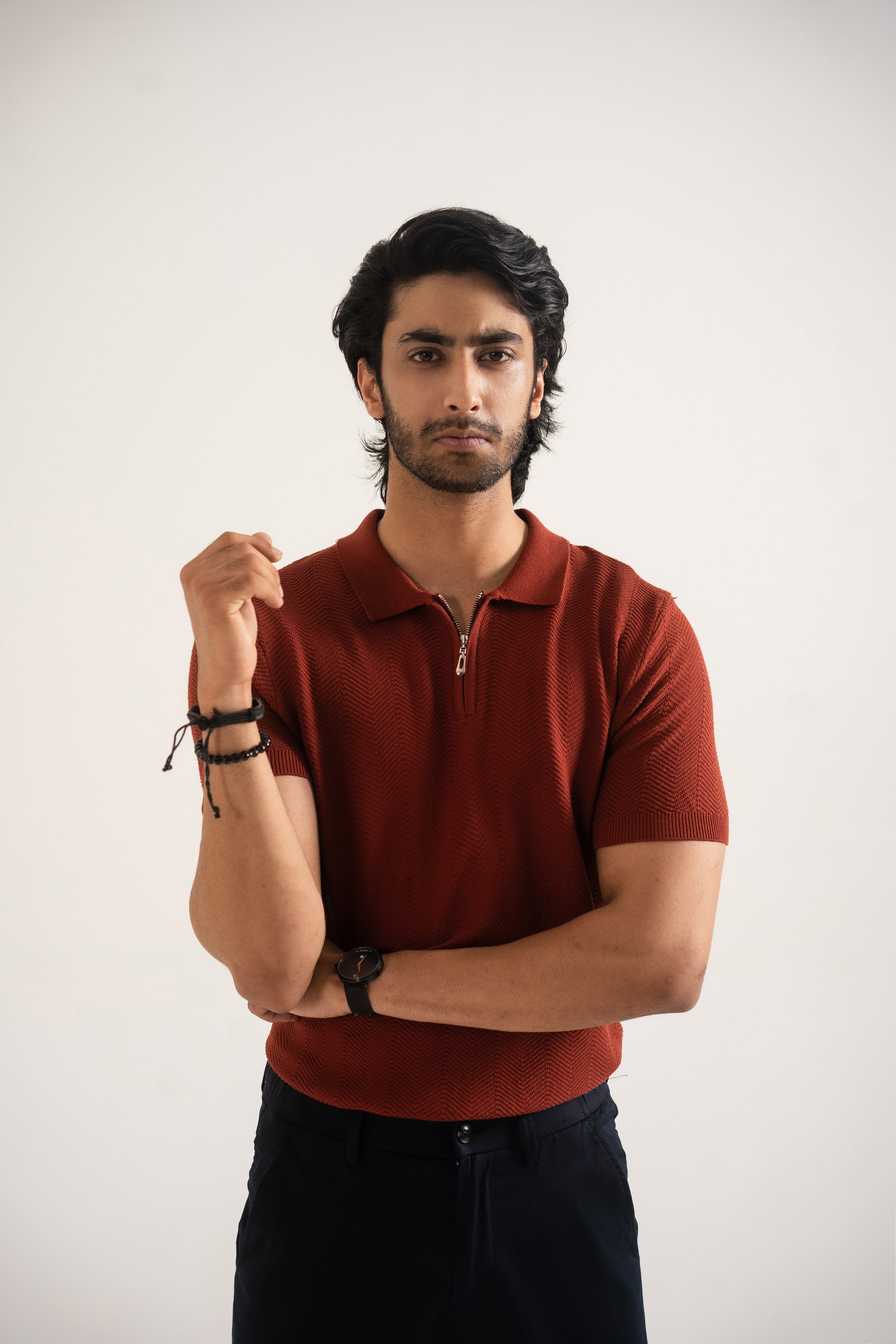 PREMIUM KNITTED RUST POLO Reality