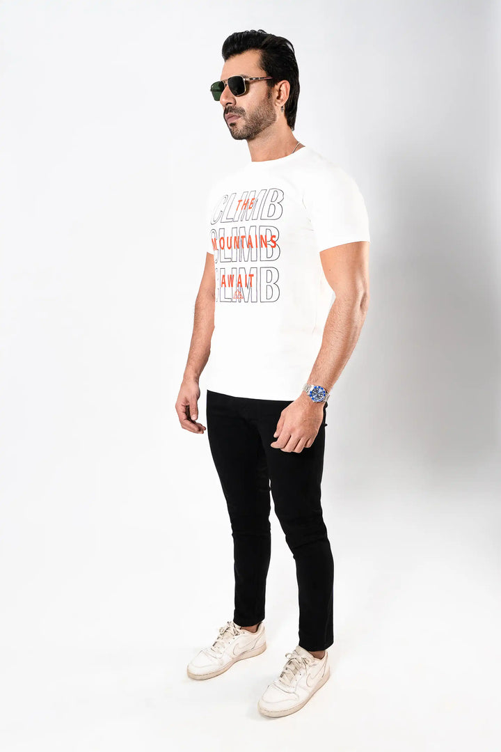 MEN WHITE GRAPHIC T-SHIRT Reality