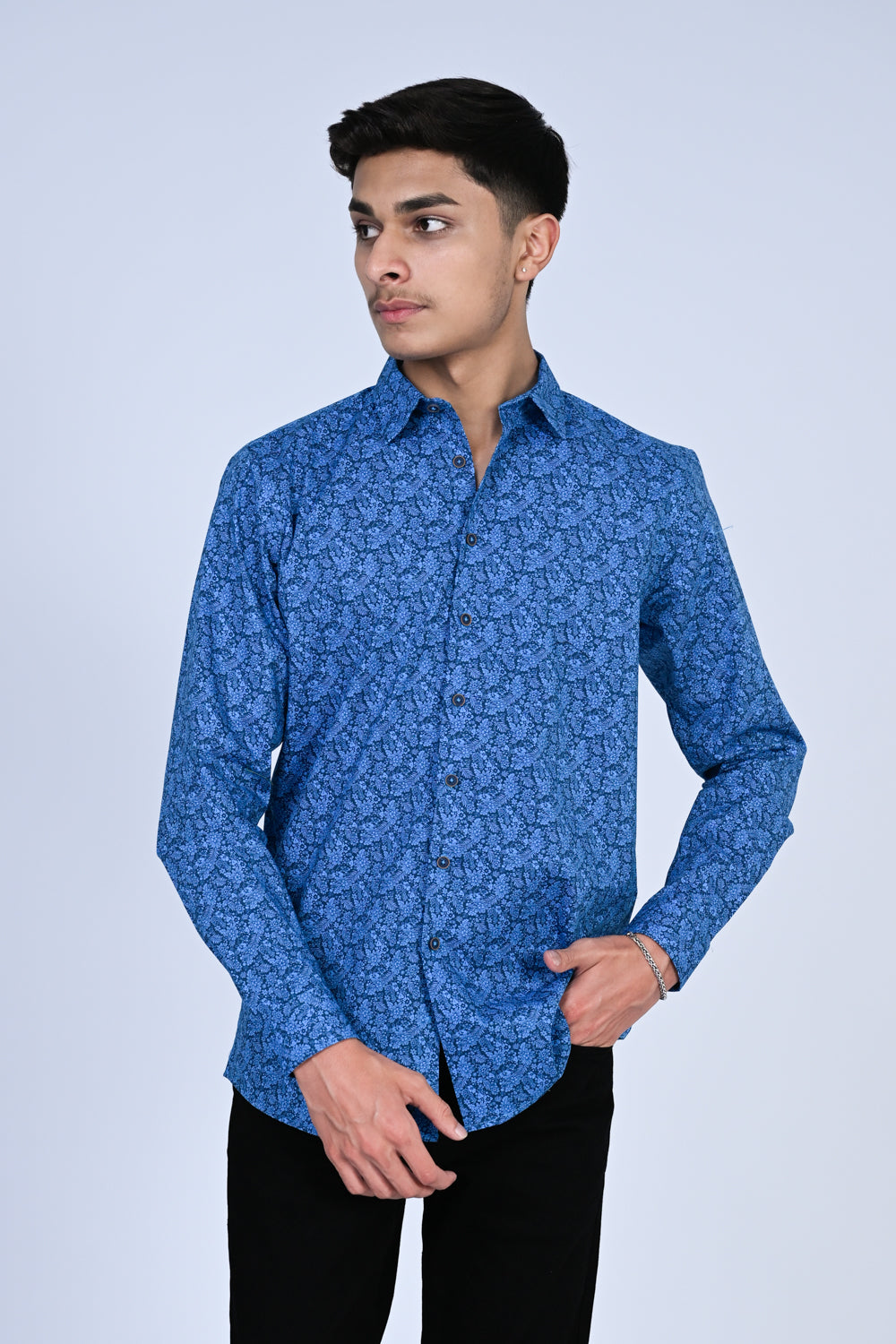 MEN BLUE CASUAL SHIRT Reality
