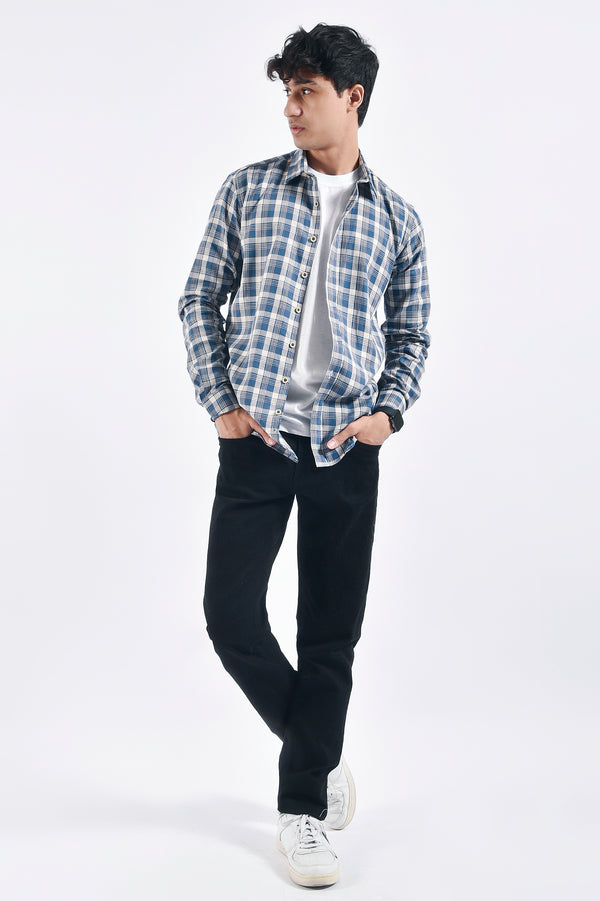 Navy Checked Casual Shirt lo