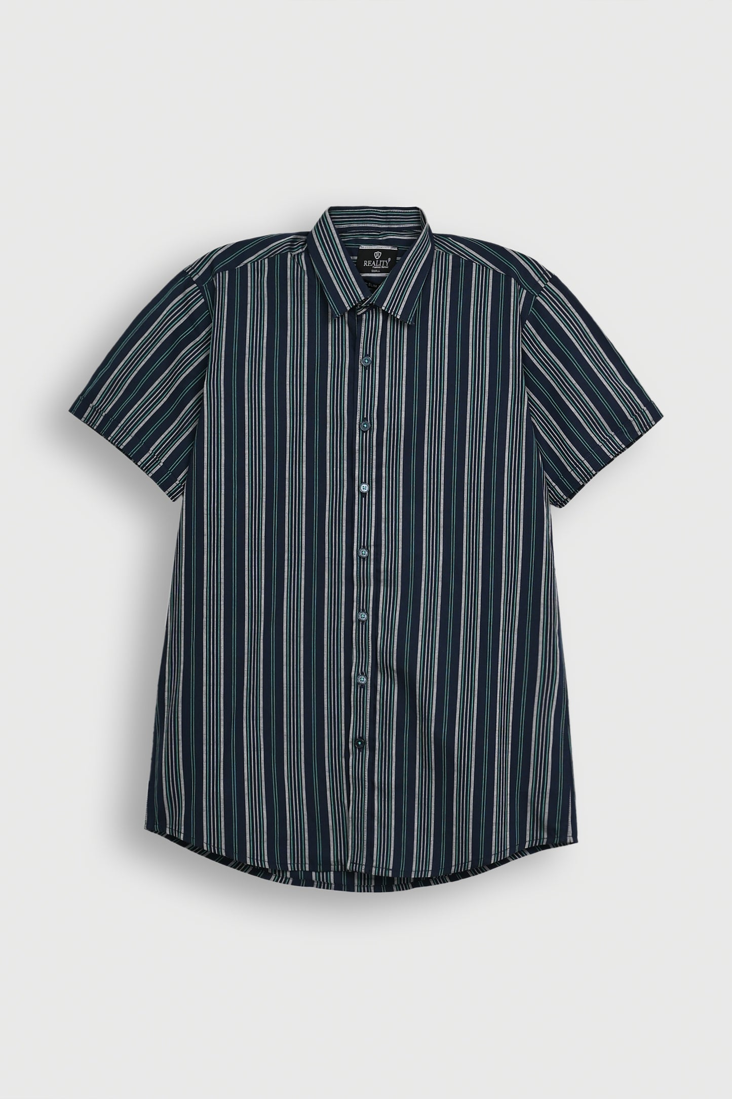 NAVY STRIPED H/S CASUAL SHIRT Reality