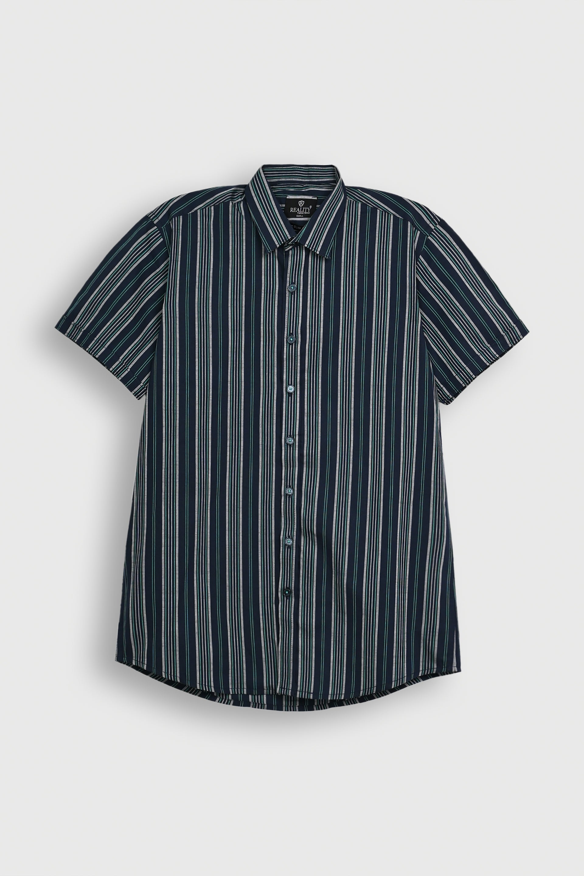 NAVY STRIPED H/S CASUAL SHIRT Reality