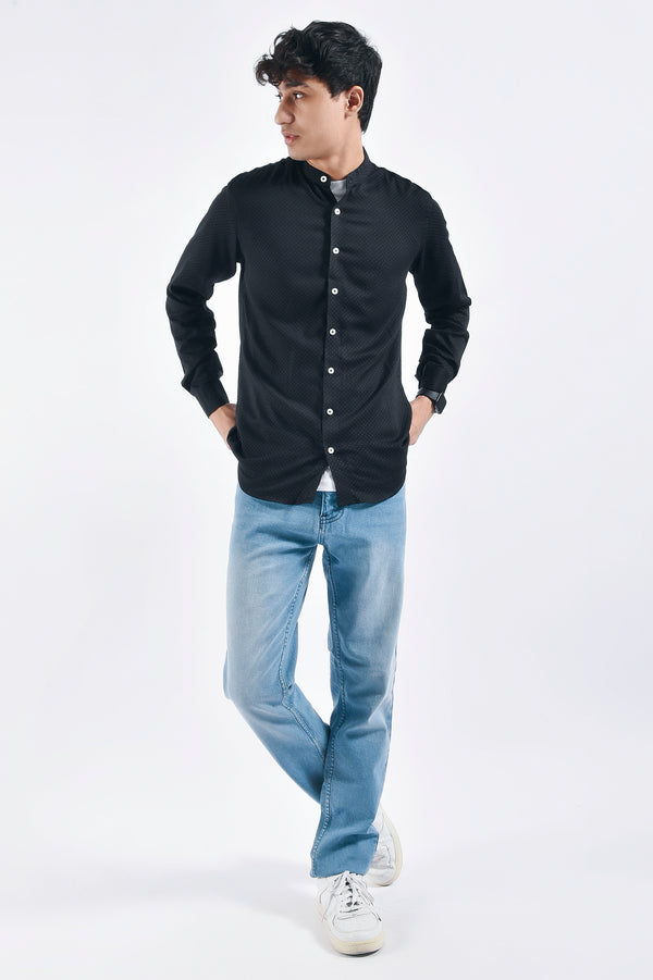 Black Patterned Cotton Shirt