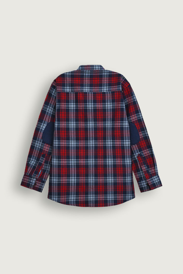 Maroon Check Band Collar Shirt Reality