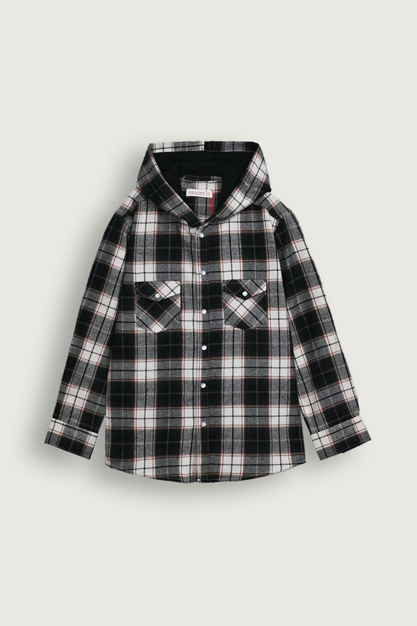 Black & White Hooded Flannel Reality