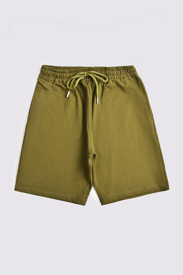 Green Cotton Terry Shorts