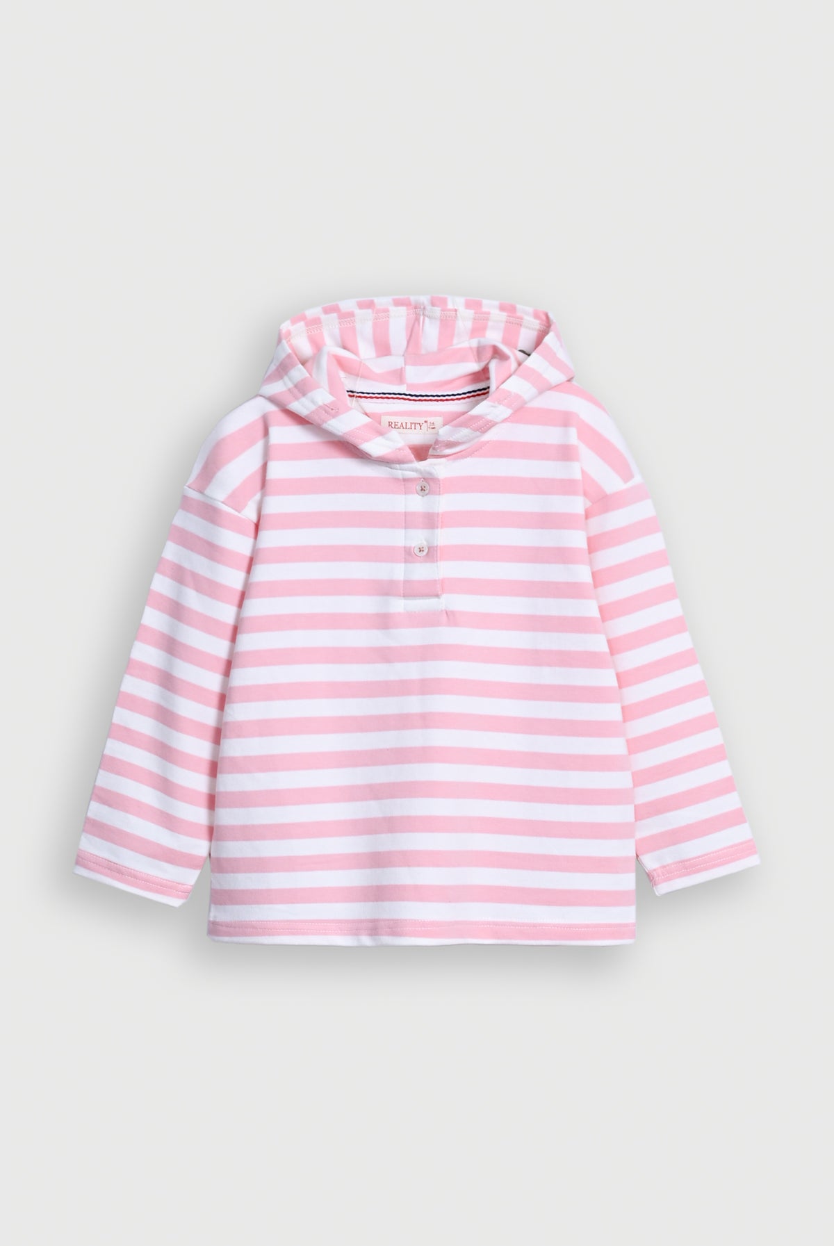 GIRL STRIPES BOTTOM LIGHT PINK HOODIE REALITY