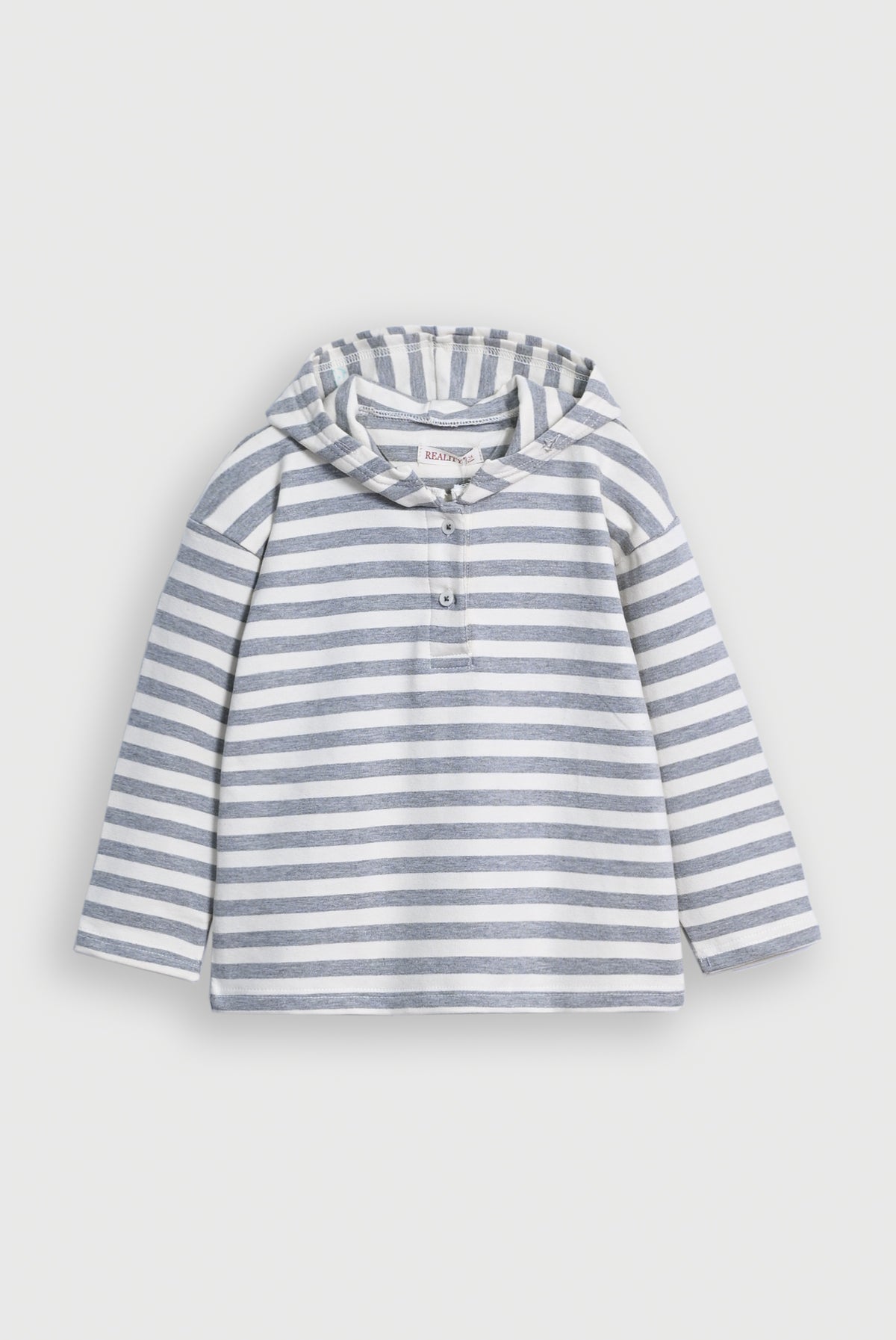 GIRL STRIPES BOTTOM GRAY HOODIE