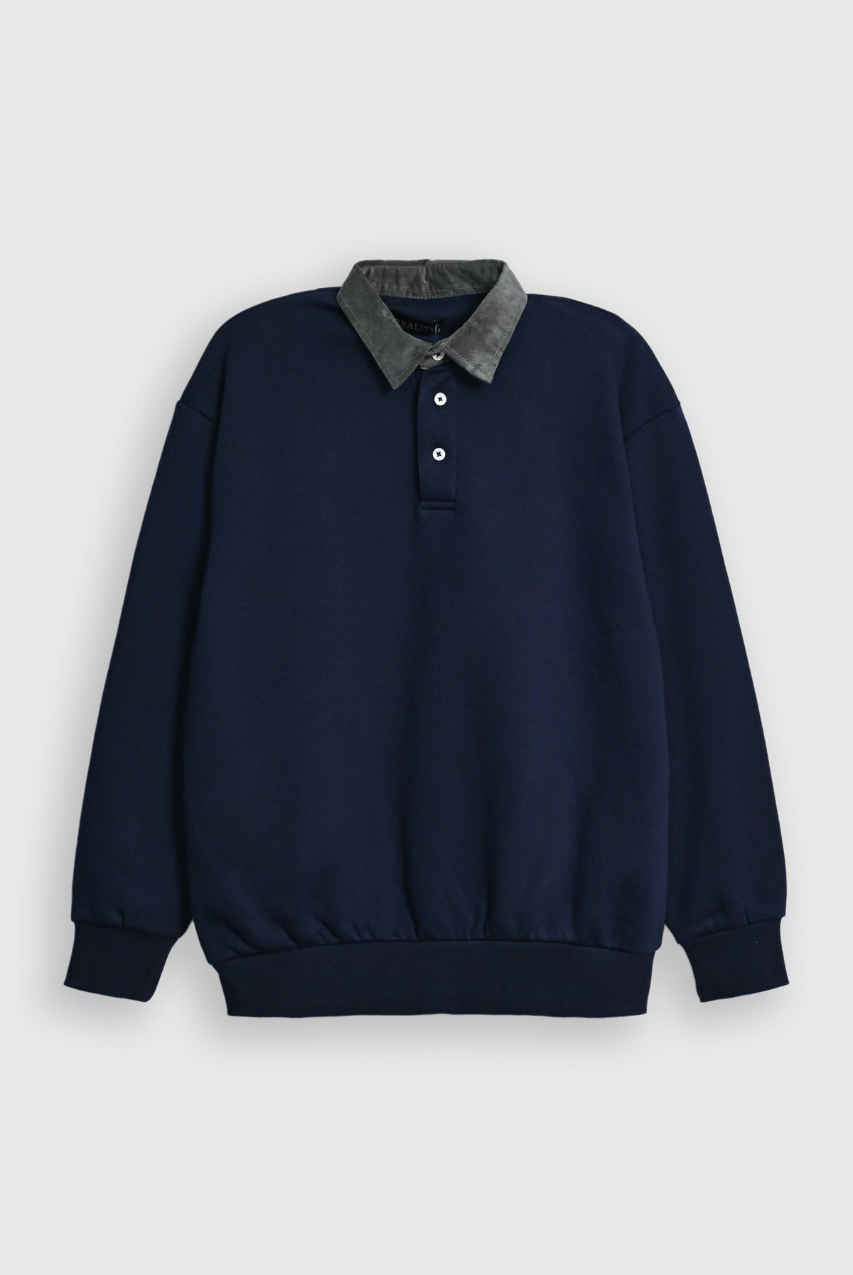 MEN CONTRAST COLLAR NAVY JUMPER REALITY