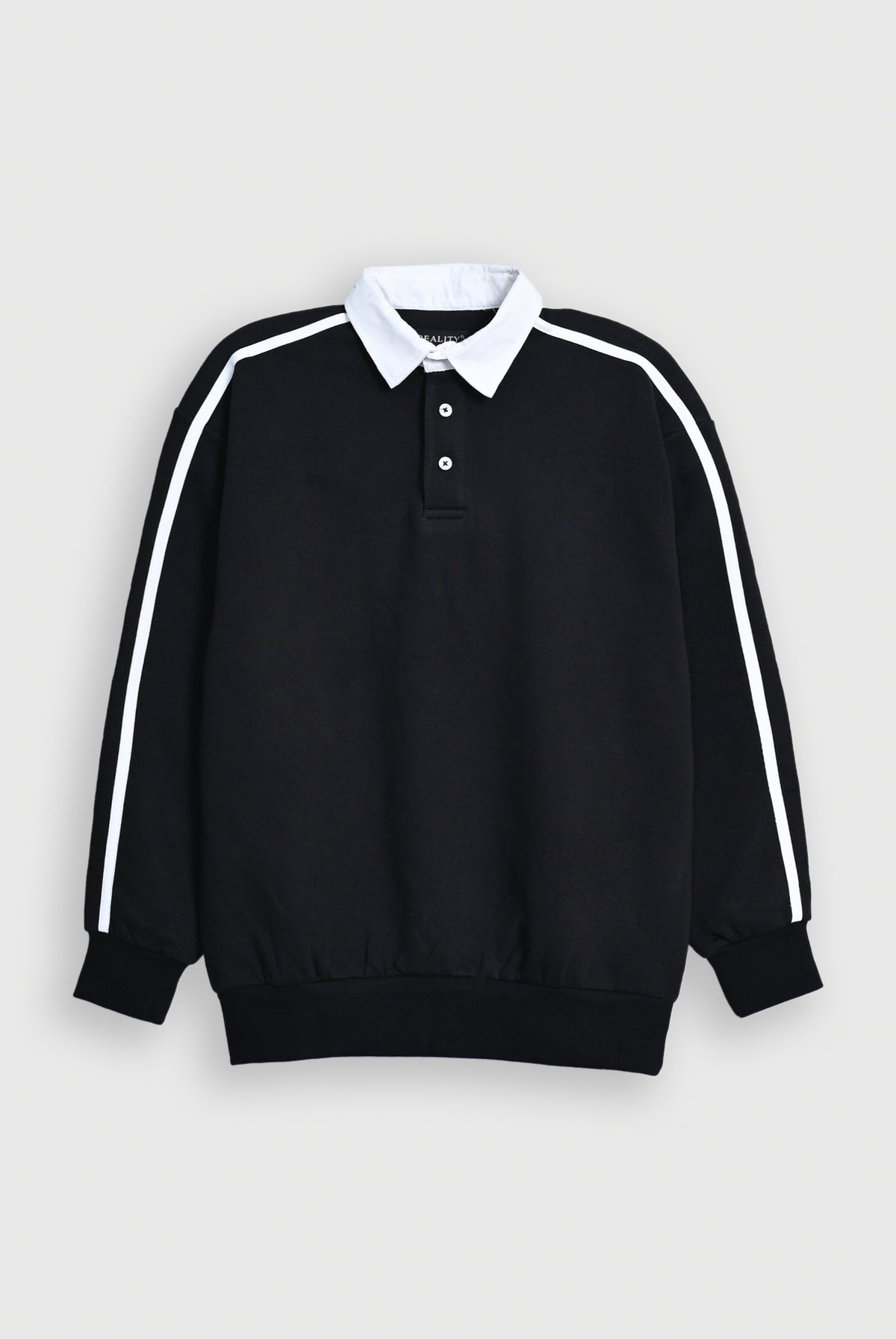 MEN CONTRAST COLLAR BLACK JUMPER REALITY