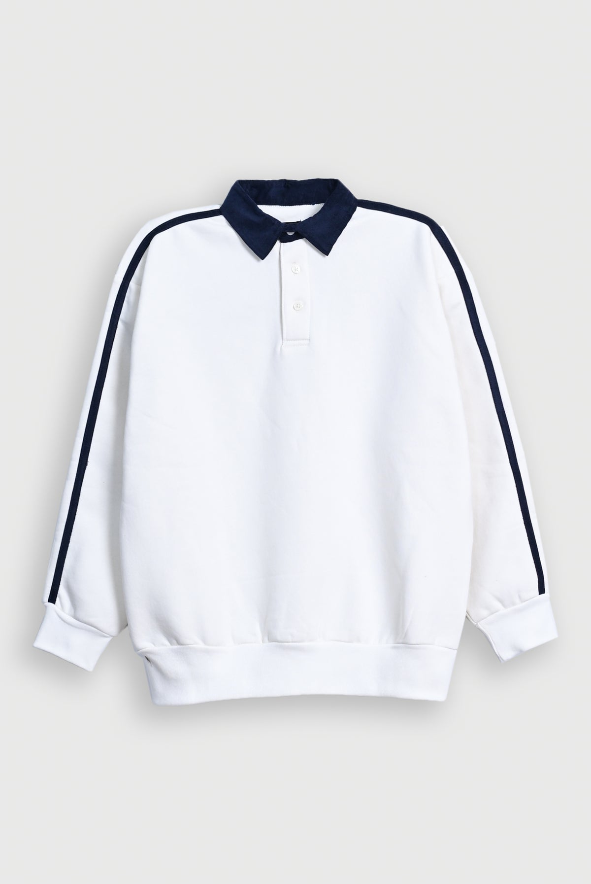 CONTRAST COLLAR JUMPER WHITE Reality