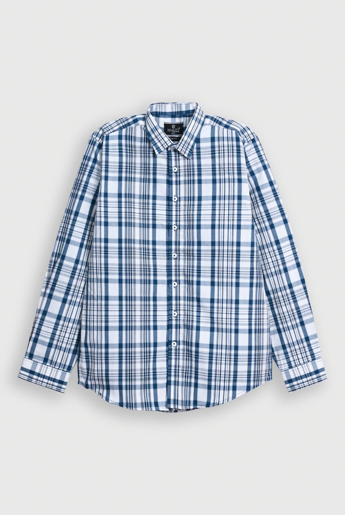 MEN PLEATED BLUE CASUAL SHIRT Reality