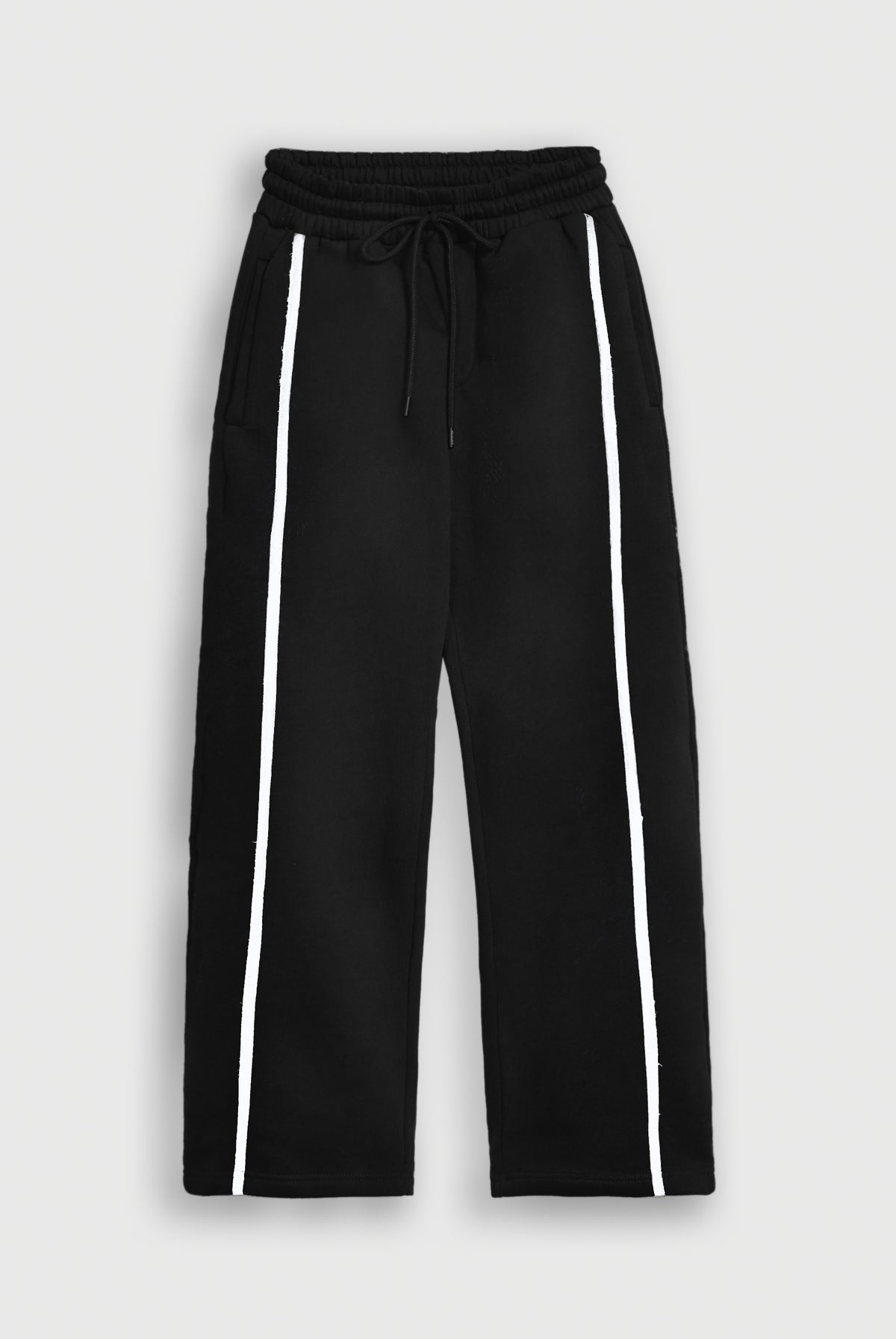 SIDE TAPPING STRAIGHT BLACK TROUSER Reality