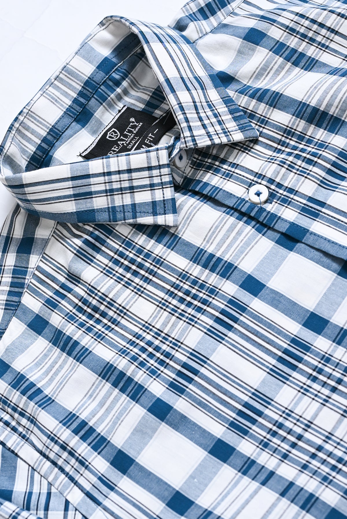 MEN PLEATED BLUE CASUAL SHIRT Reality