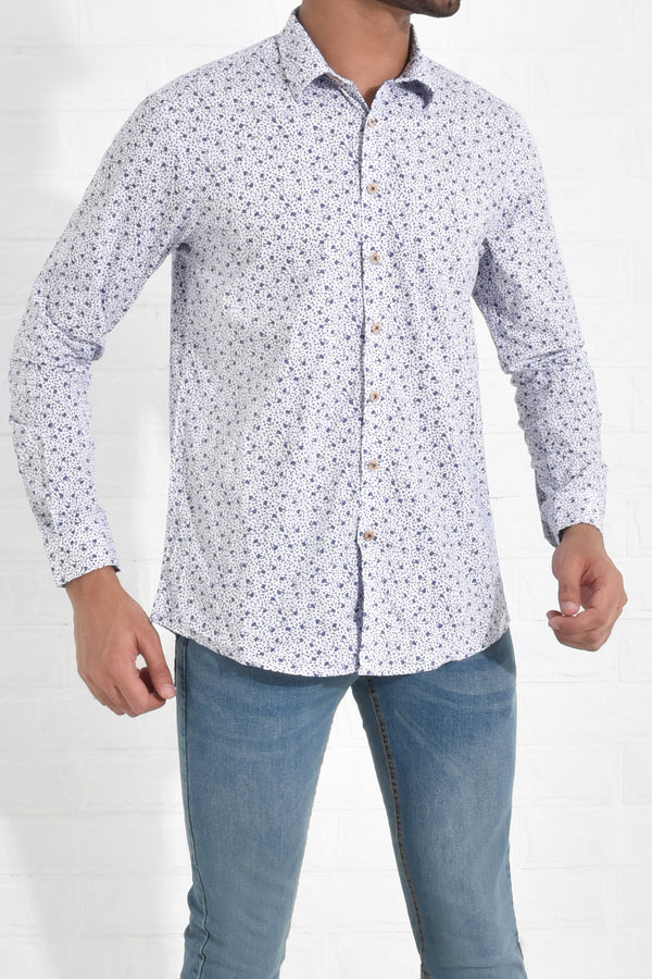 Blue Printed Cotton Shirt