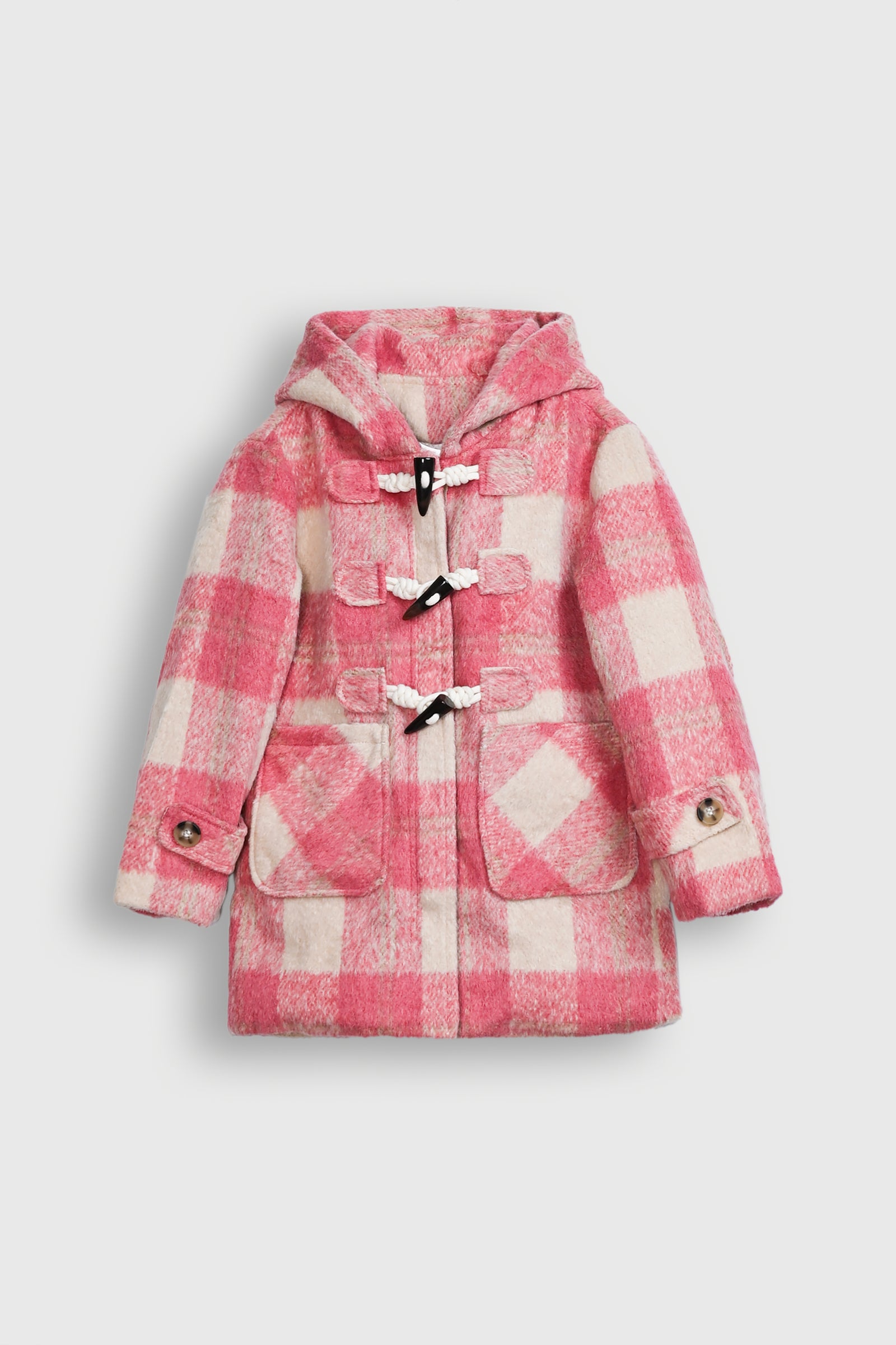 Pink Buffalo Plaid Toggle Coat Reality